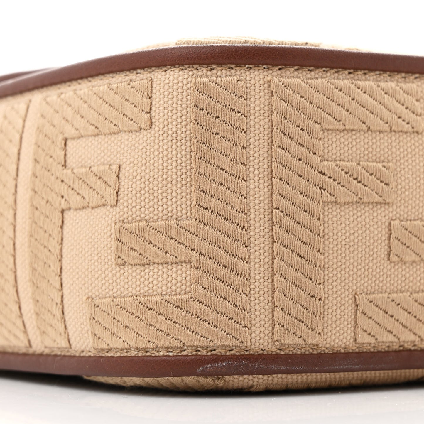 Canvas Vitello King FF Embroidered Baguette Sand Ghianda