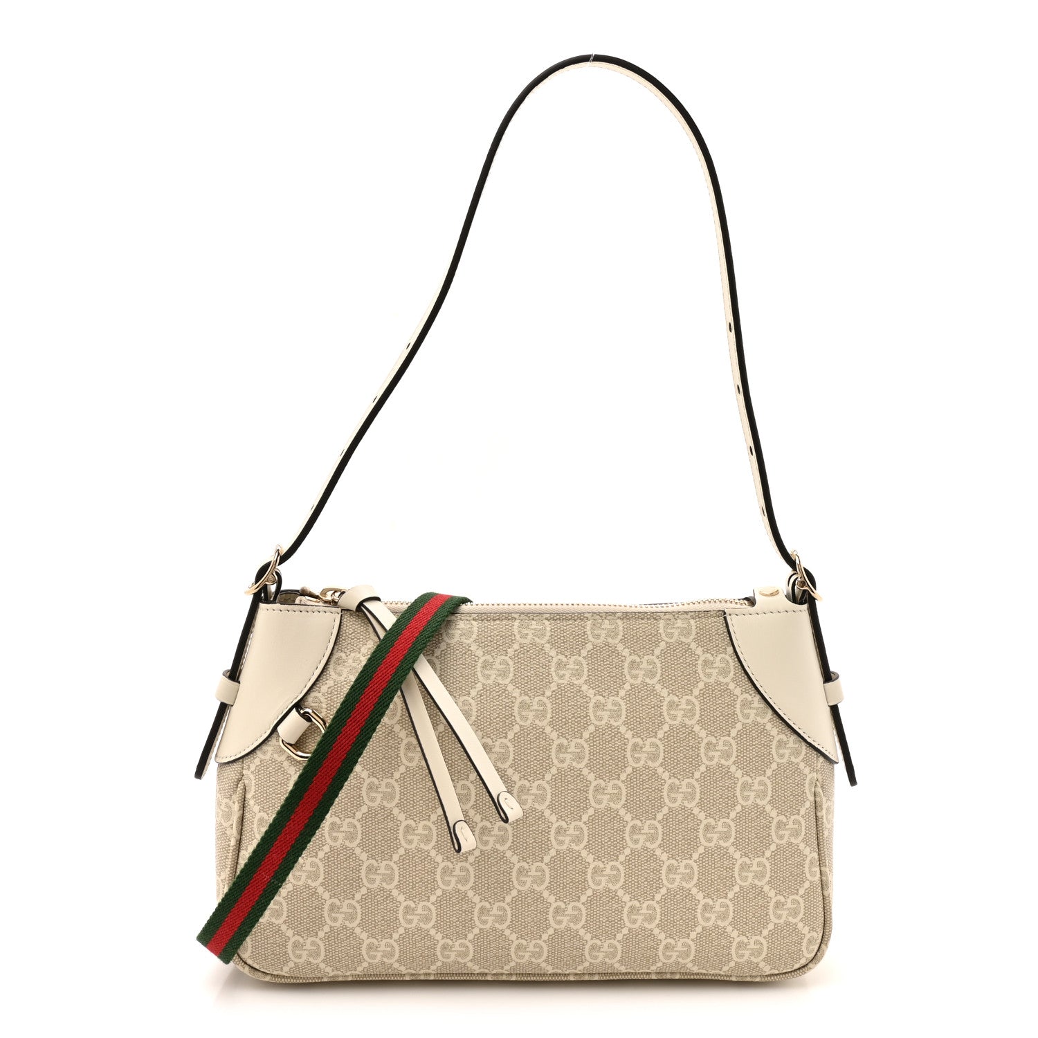 Gucci GG Supreme Monogram Textured Calfskin Small Emblem Shoulder