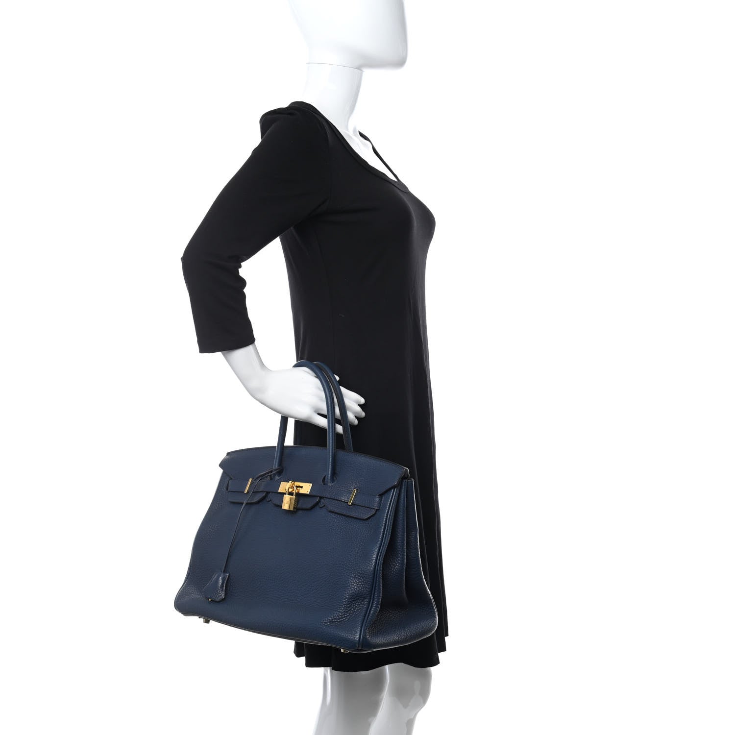 Hermes Taurillon Clemence Birkin 35 Bleu Brighton 2 of 21