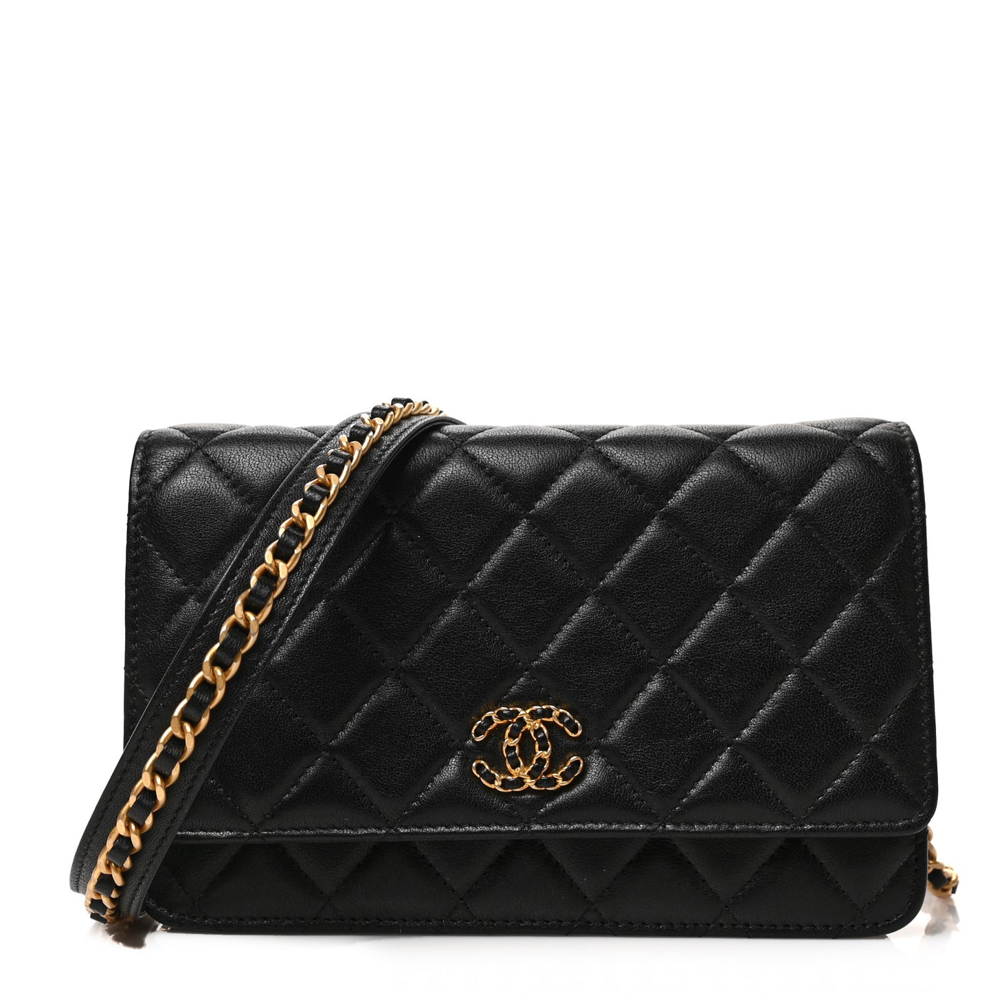 Lambskin Quilted Infinity Wallet On Chain WOC Black