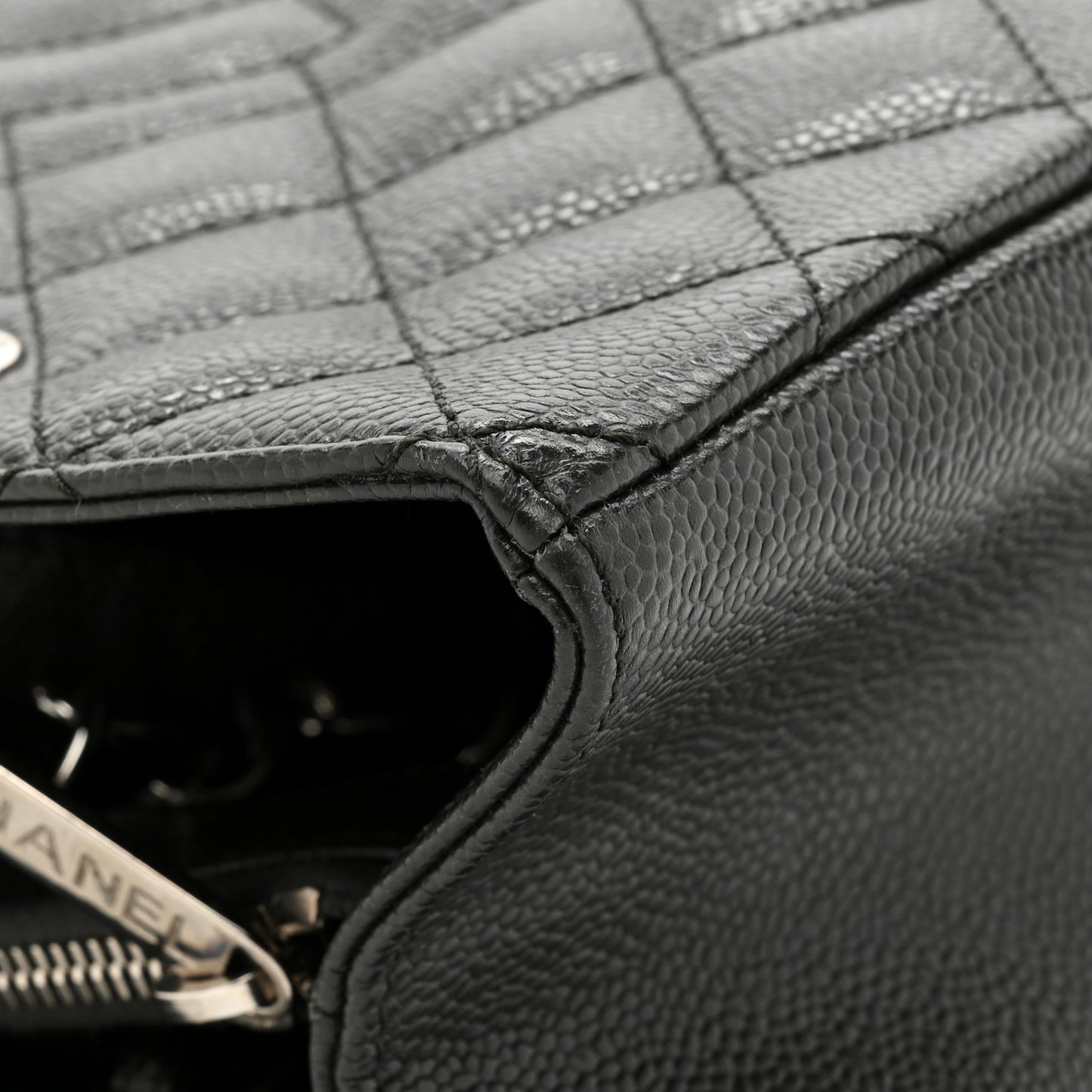 Caviar Quilted Grand Shopping Tote GST Dark Grey