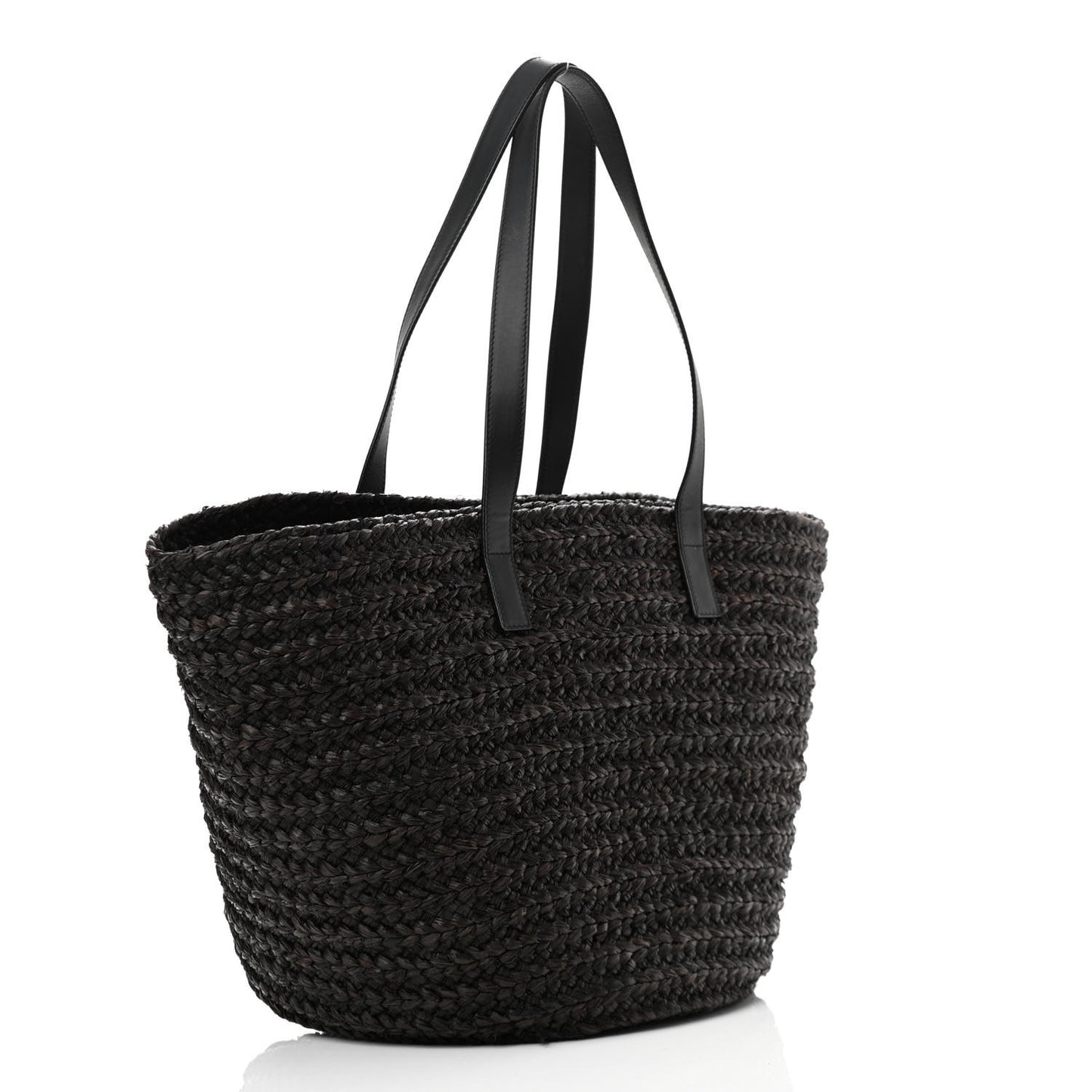 Raffia Medium Panier Bag Black