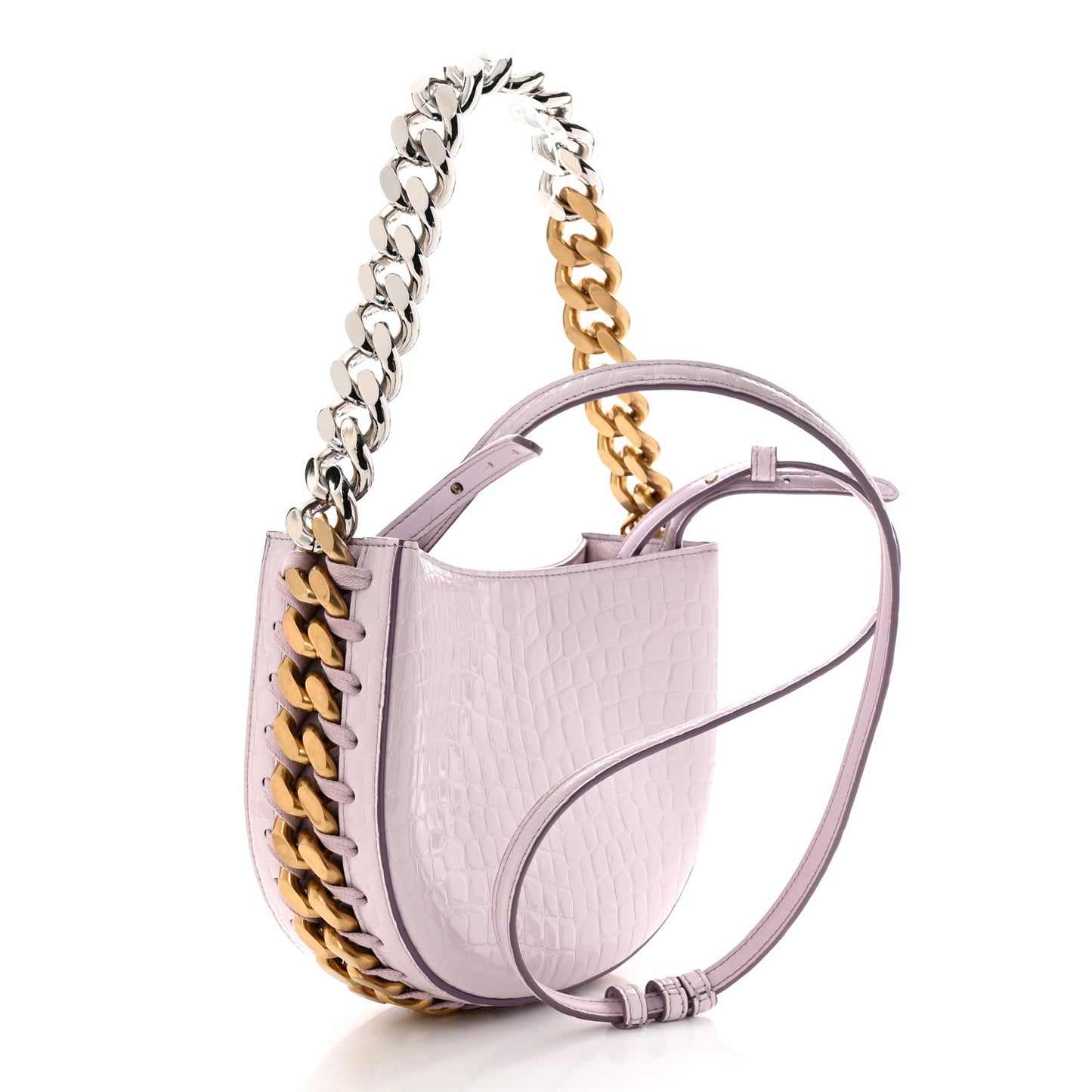 Eco Alter Crocodile Embossed Nappa Small Frayme Shoulder Bag Lilac