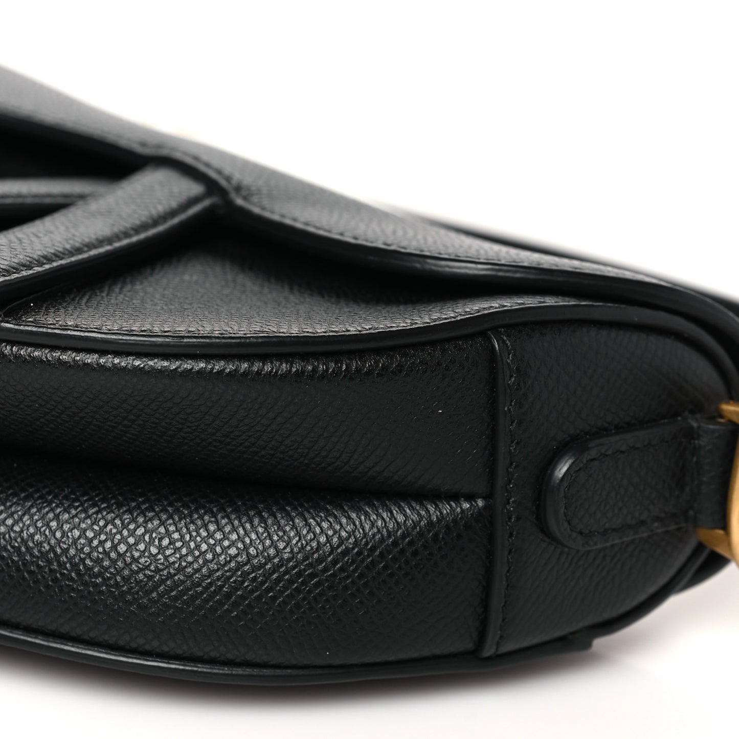 Grained Calfskin Mini Saddle Bag Black