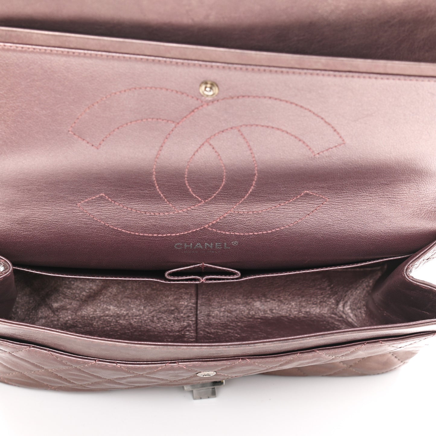 Metallic Aged Calfskin Quilted 2.55 Reissue 227 Flap Rose Fonce