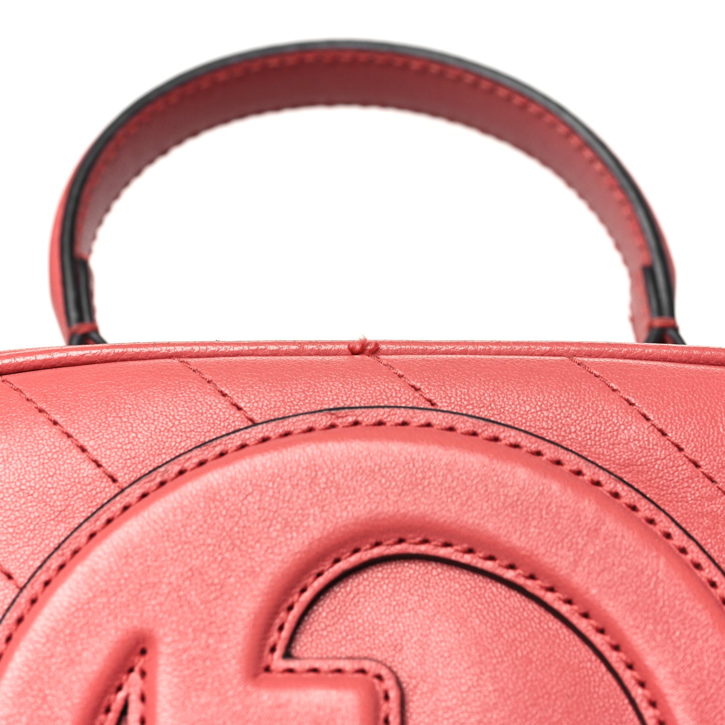 Sakai Be Green Calfskin Diagonal Stitched Blondie Top Handle Bag Pink