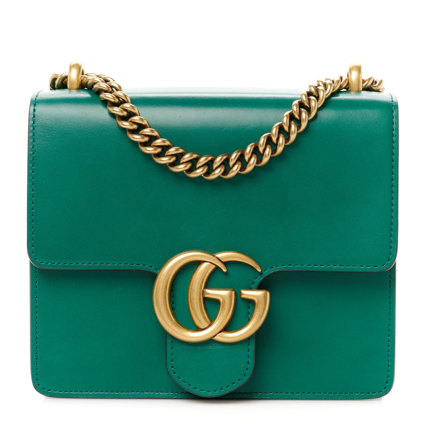 Knight Calfskin Small GG Marmont Chain Handle Bag Emerald