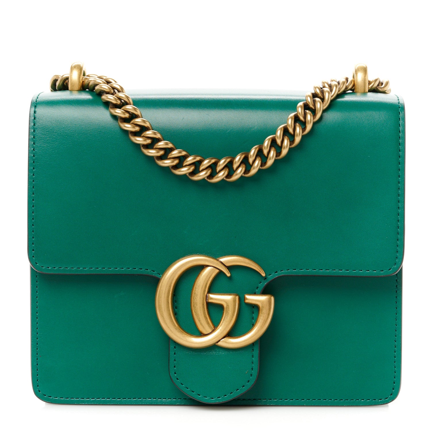 Gucci Knight Calfskin Small GG Marmont Chain Handle Bag Emerald 1 of 11
