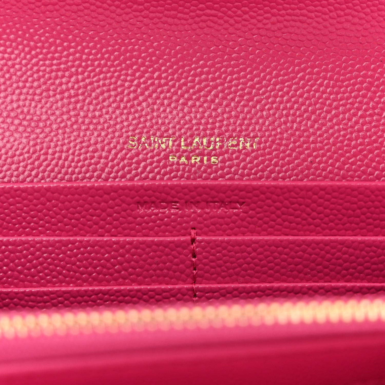 Saint Laurent Grain De Poudre Matelasse Chevron Monogram Flap Wallet Fuxia 7 of 11