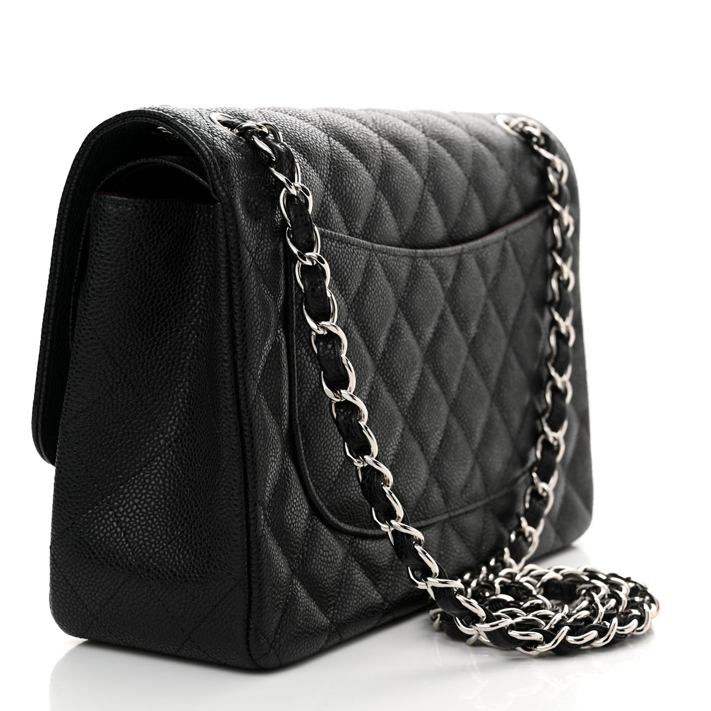 Caviar Quilted Jumbo Double Flap Black
