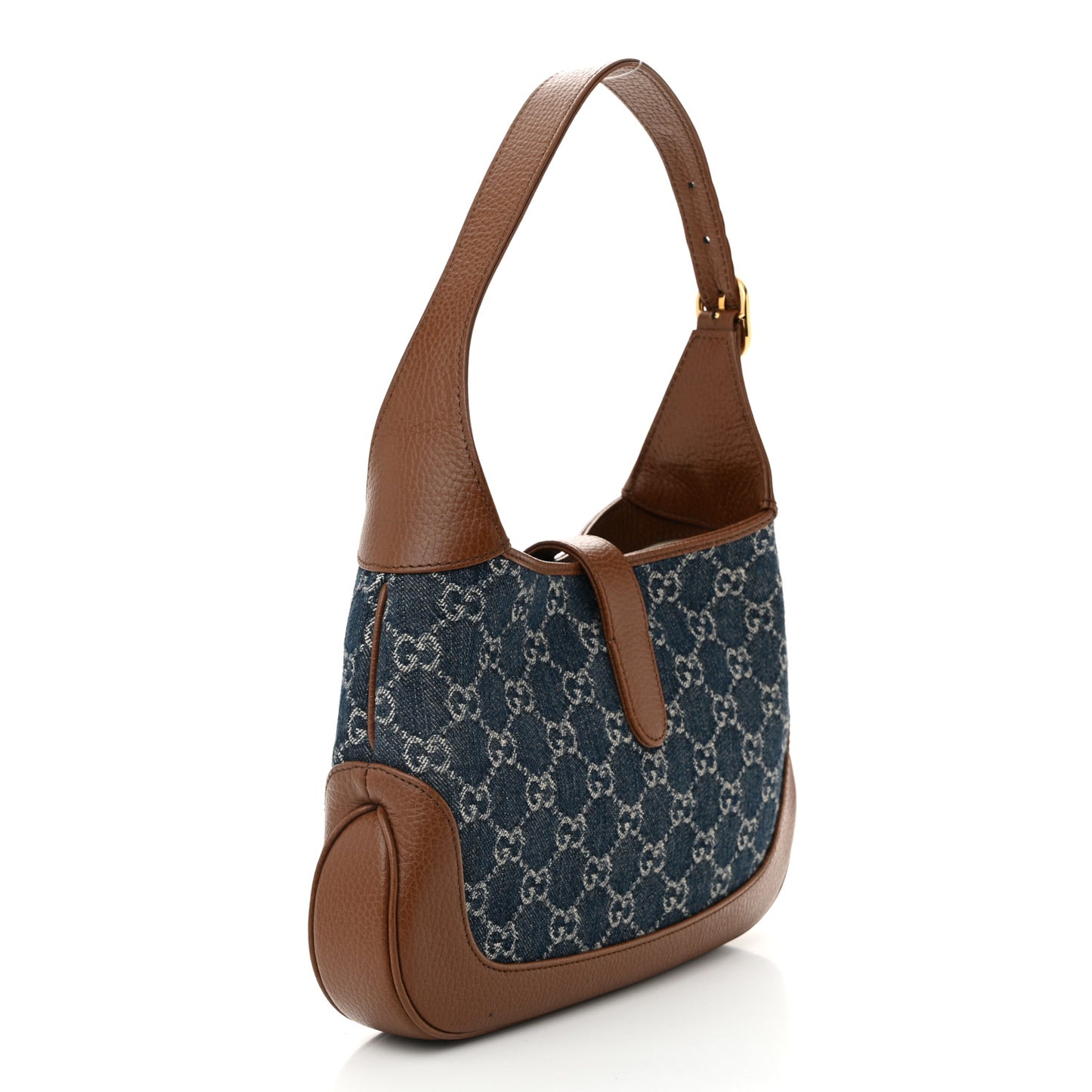 New Denim GG Monogram Calfskin Small Jackie 1961 Hobo Blue Tea Cuir