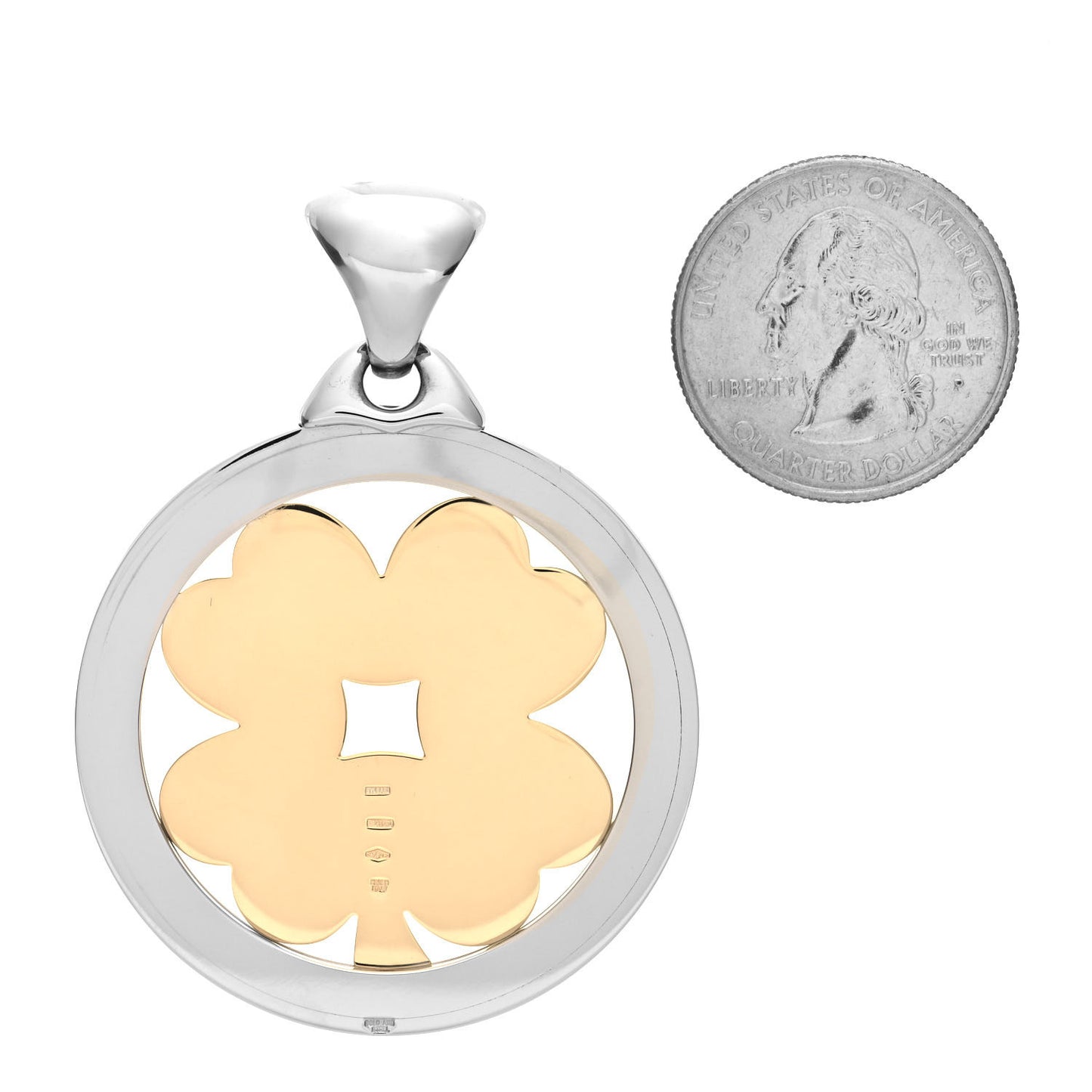 18K Yellow Gold Stainless Steel Tondo Clover Pendant