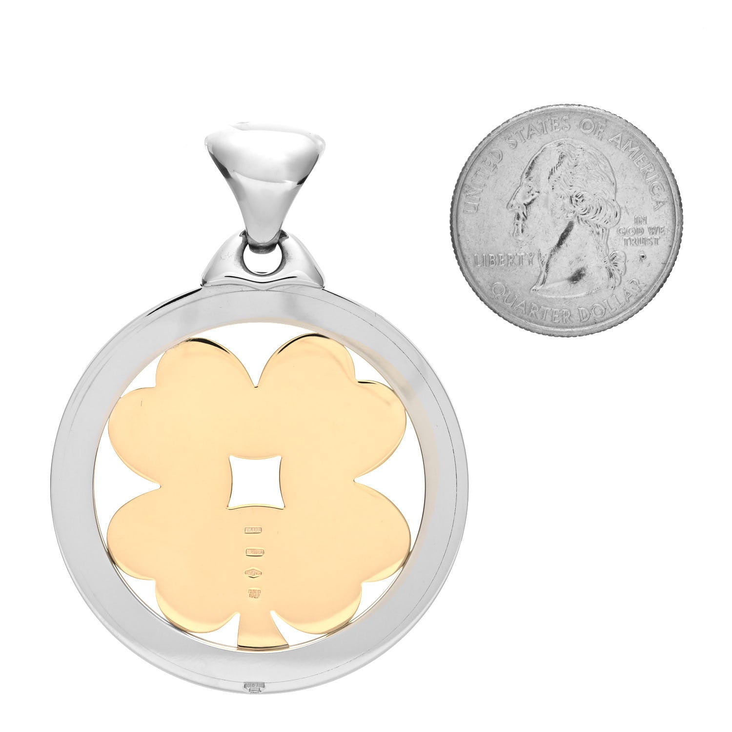 Bulgari 18K Yellow Gold Stainless Steel Tondo Clover Pendant 2 of 3