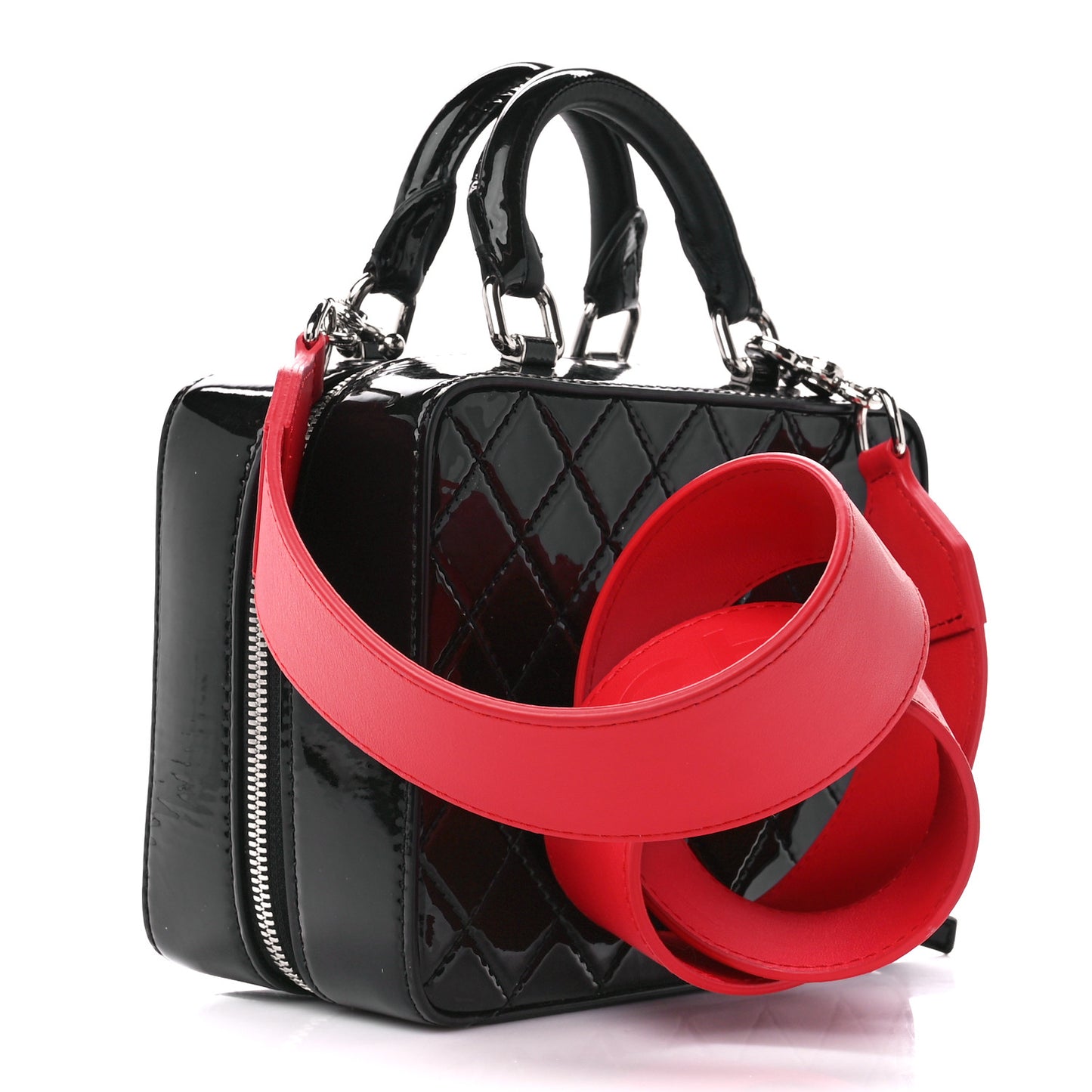 Patent Quilted Travel Kit Vanity Case Black