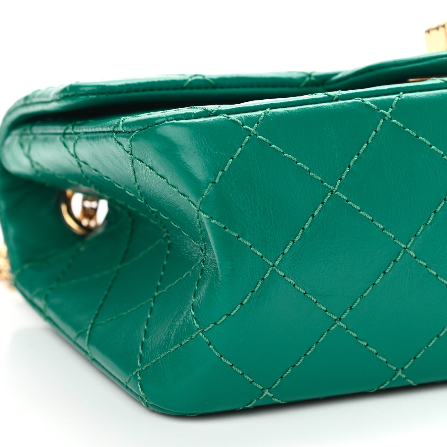 Aged Calfskin Quilted 2.55 Reissue Mini Flap Green