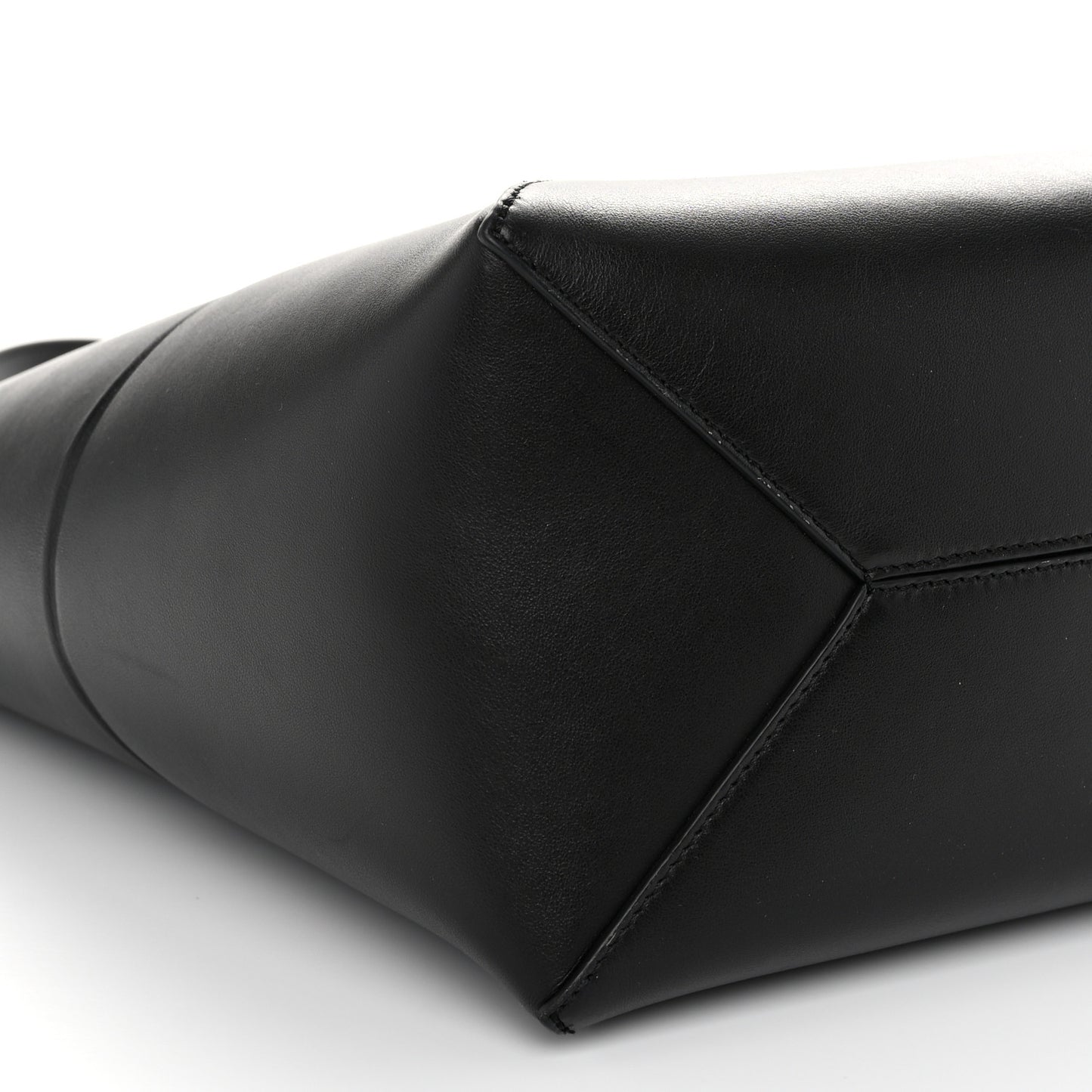 Shiny Calfskin Medium Puzzle Fold Tote Black
