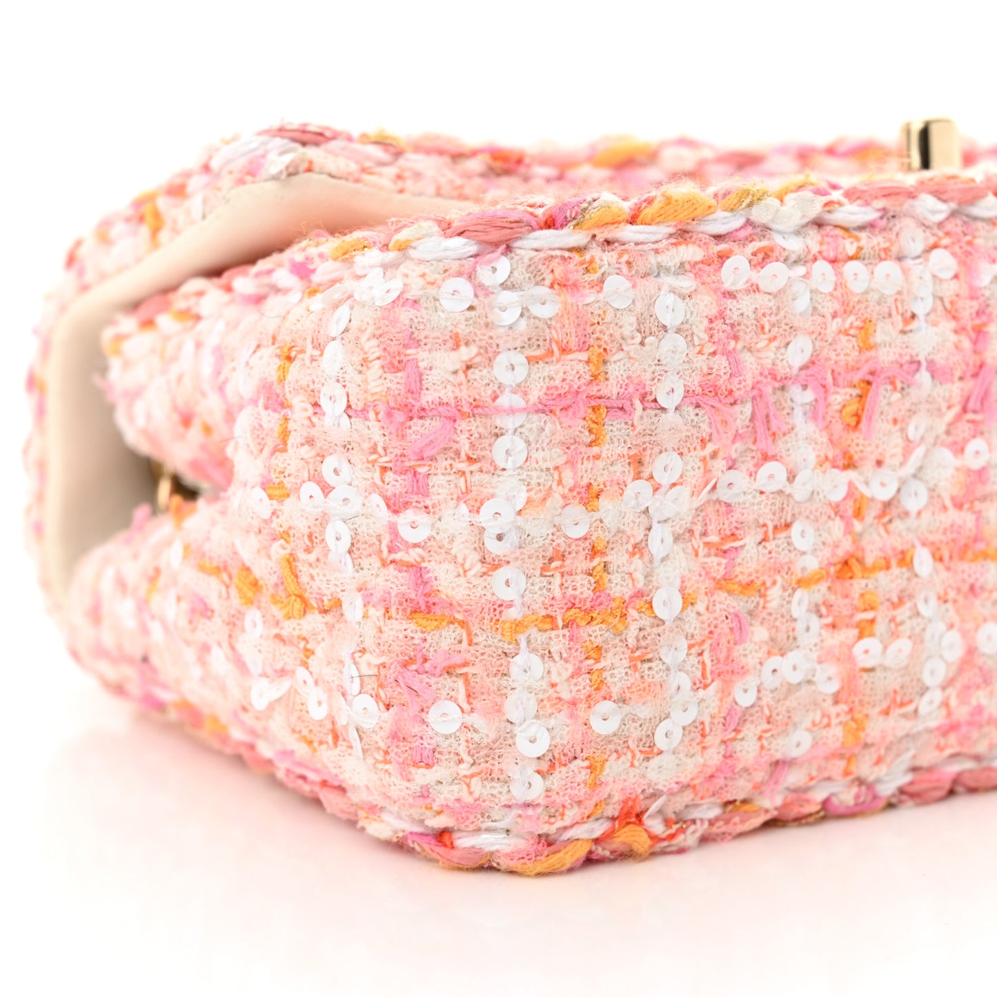 Tweed Braided Mini Rectangular Flap Pink Orange