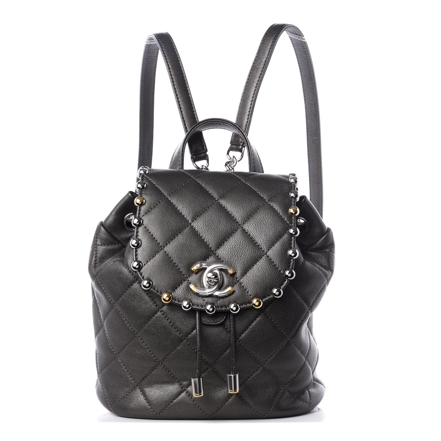Chanel Lambskin Quilted Metallic Bubble Backpack Black 1 of 8
