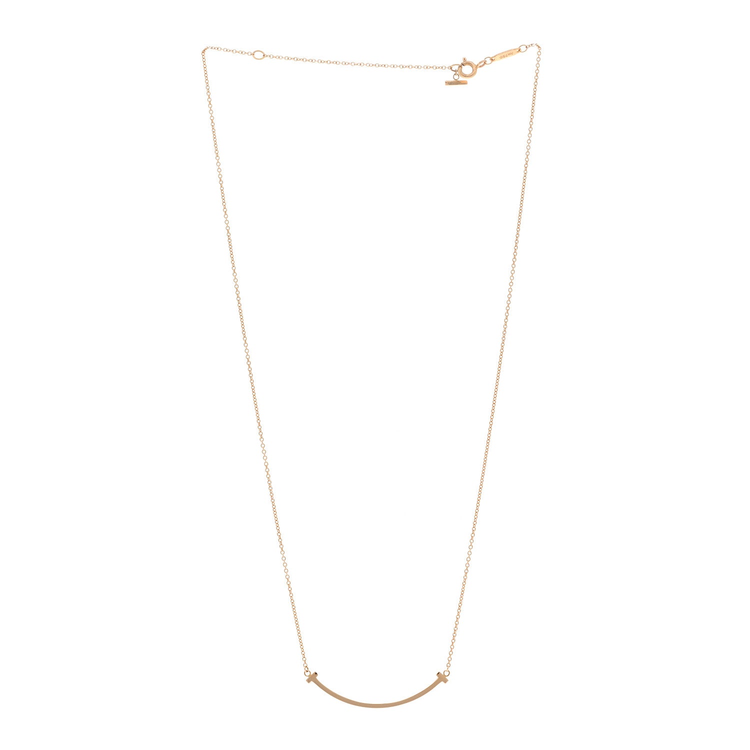 Tiffany 18K Rose Gold Small T Smile Pendant Necklace 3 of 5