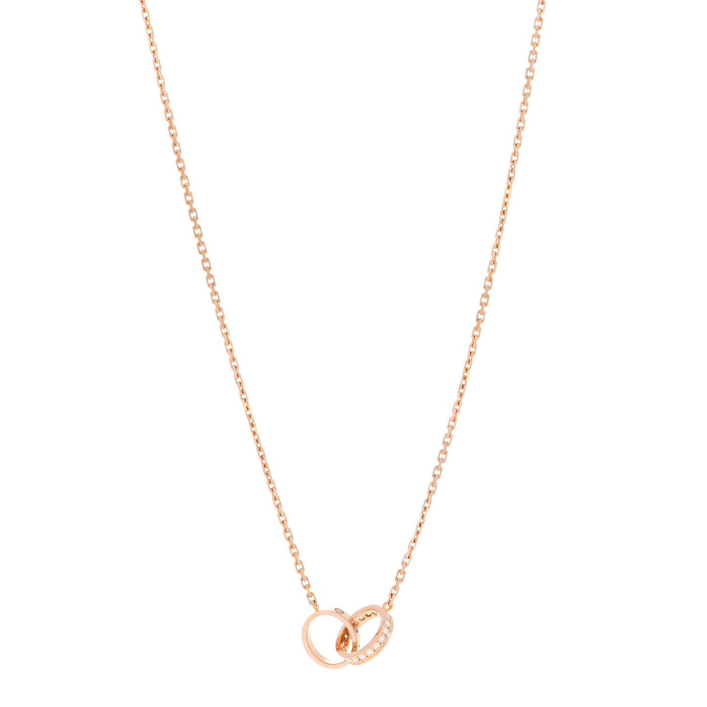18K Pink Gold Diamond Interlocking LOVE Necklace