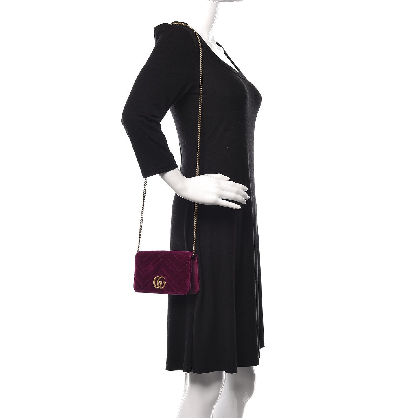 Velvet Matelasse GG Marmont Mini Bag Fuchsia Violet Cyclamen