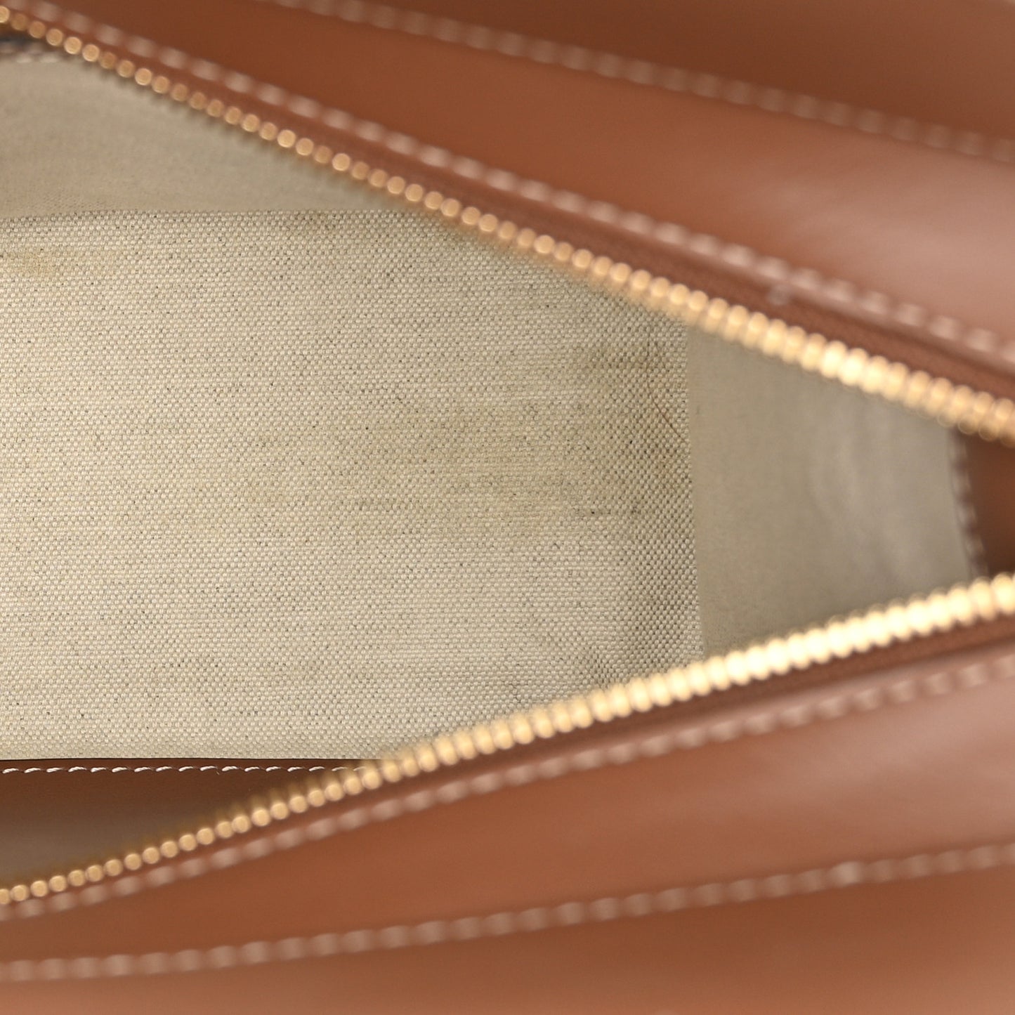 Canvas Smooth Calfskin Two Tone Small Pocket Bag Natural Malt Brown