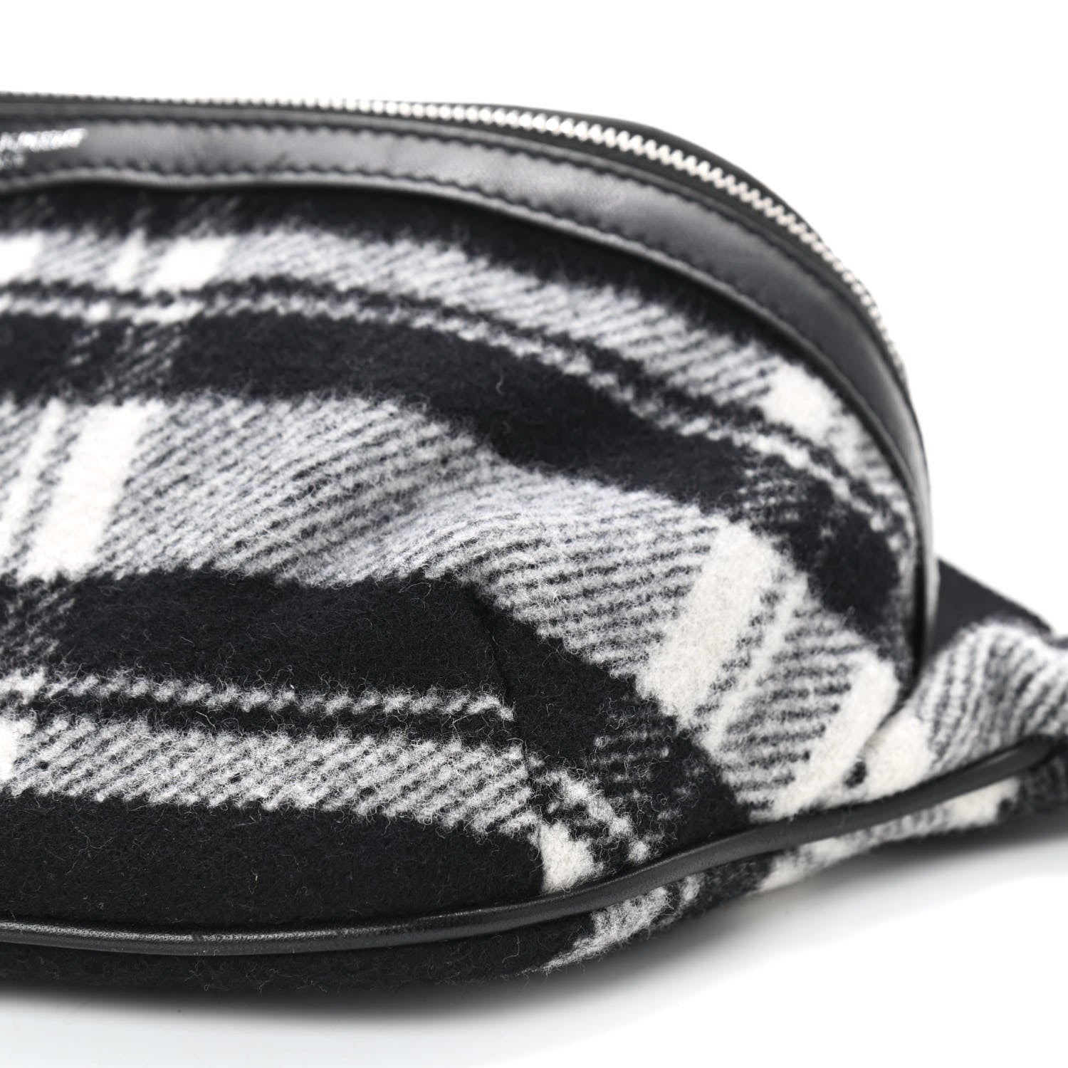 Saint Laurent Wool Tartan Belt Bag Black White 9 of 9