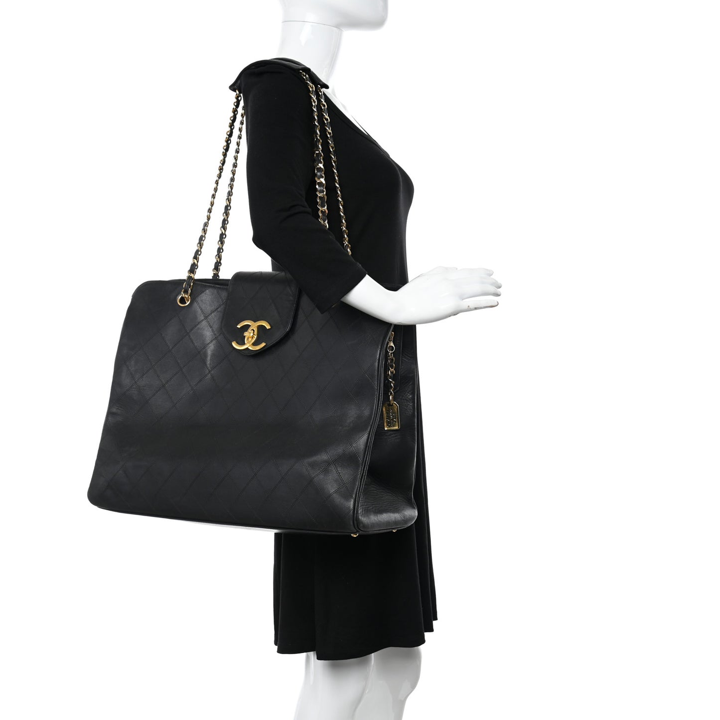 Calfskin Stitched XL Weekender Black