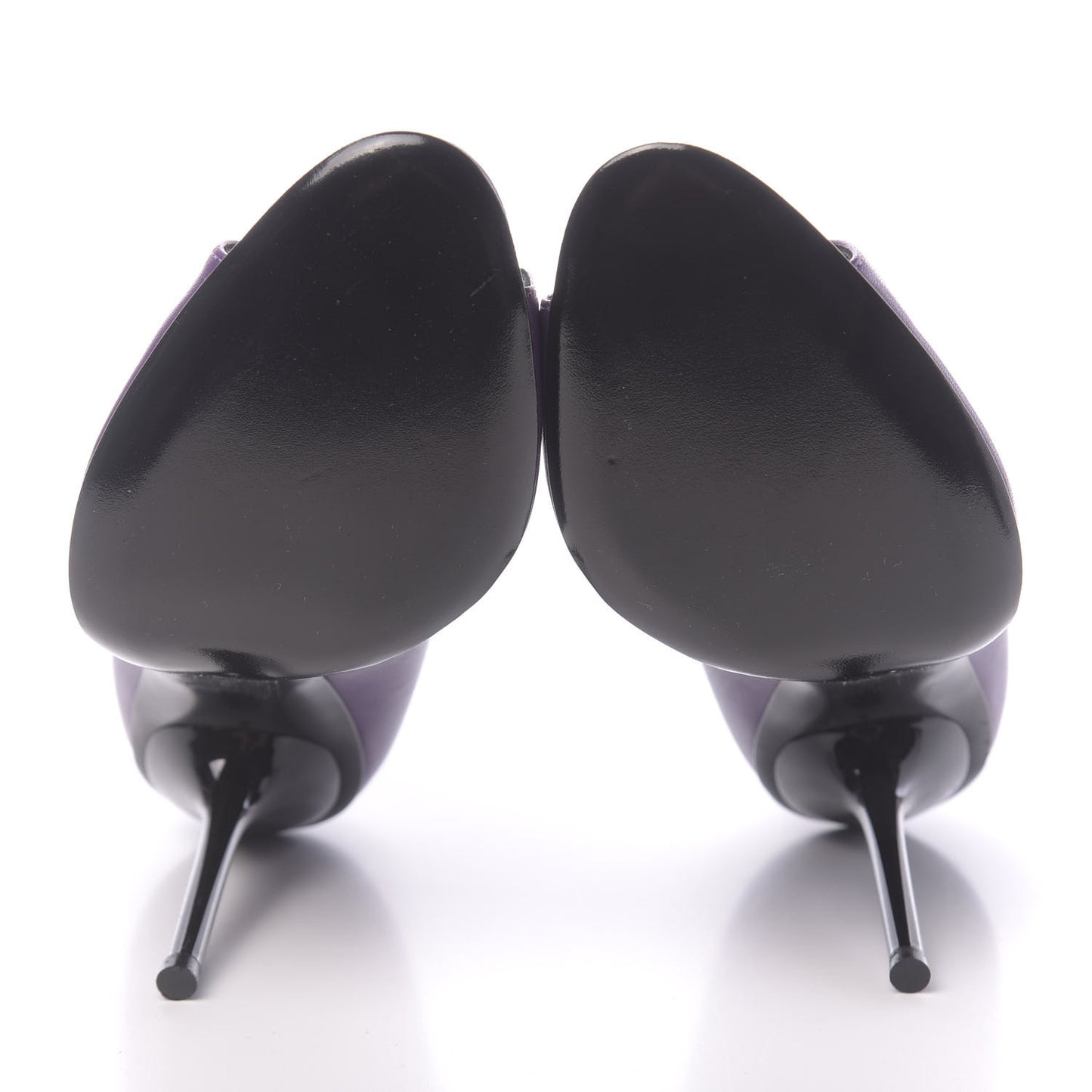 Calfskin Logo Plate Peep Toe Pumps 38 Purple