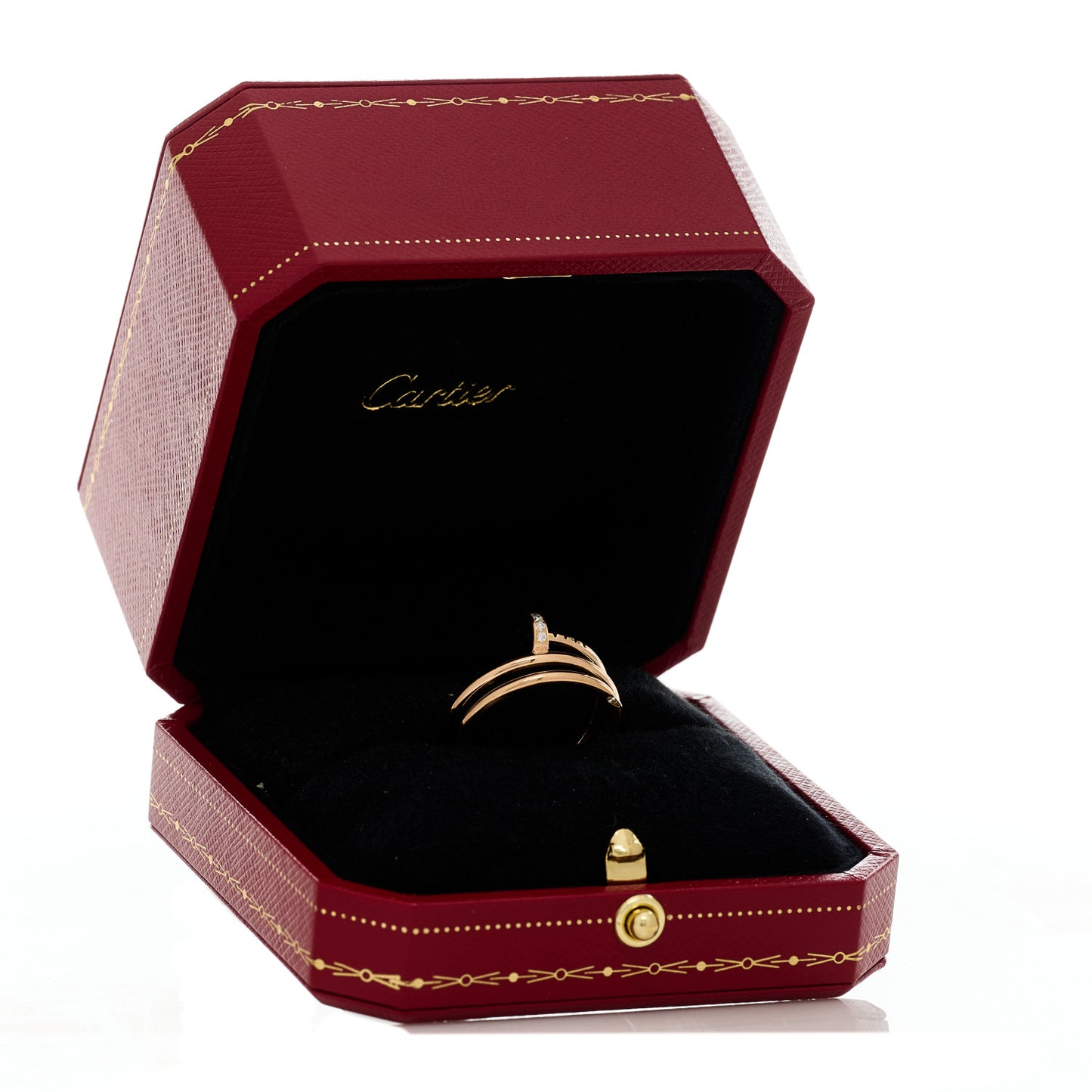 18K Pink Gold Diamond Double Juste Un Clou Ring 56 7.5