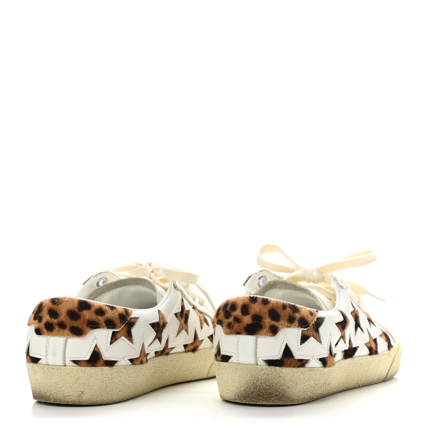 Calfskin Pony Hair Star Court Sneakers 36 White