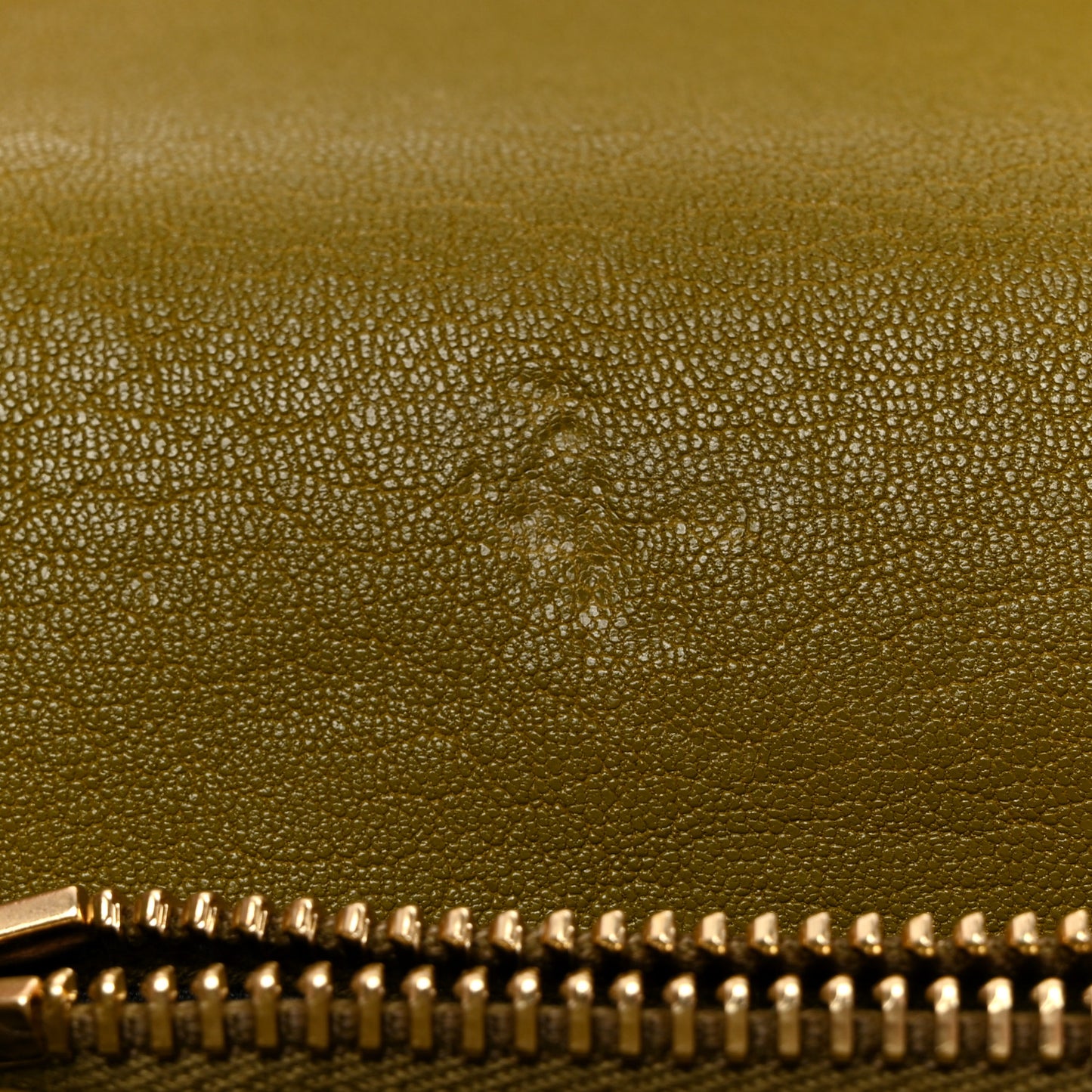 Sheepskin Matelasse Chevron Monogram Medium College Bag Olive