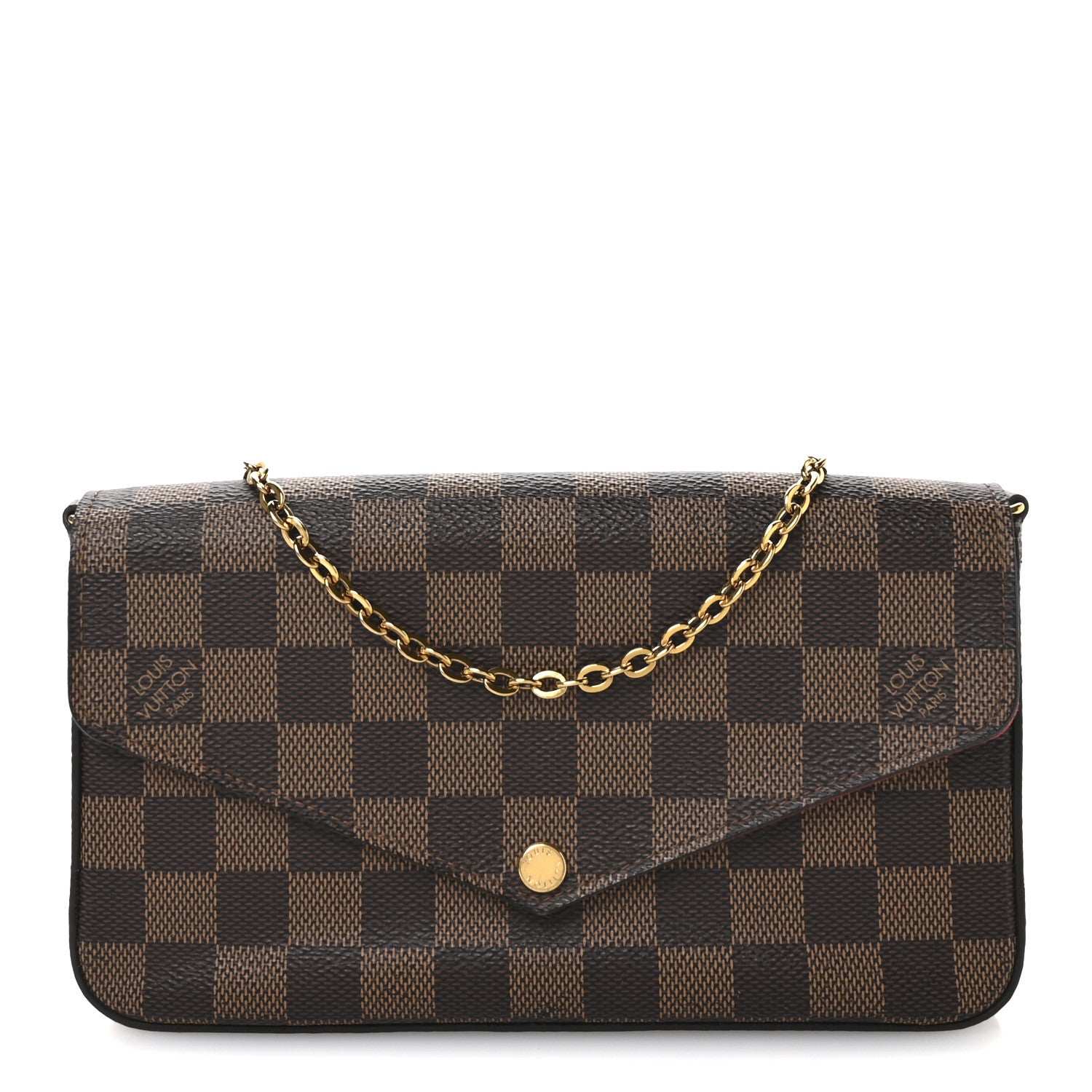 Louis Vuitton Damier Ebene Pochette Felicie Chain Wallet 1 of 10