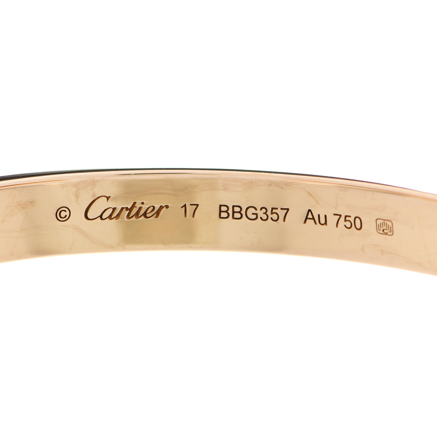 18K Yellow Gold LOVE Cuff Bracelet 17