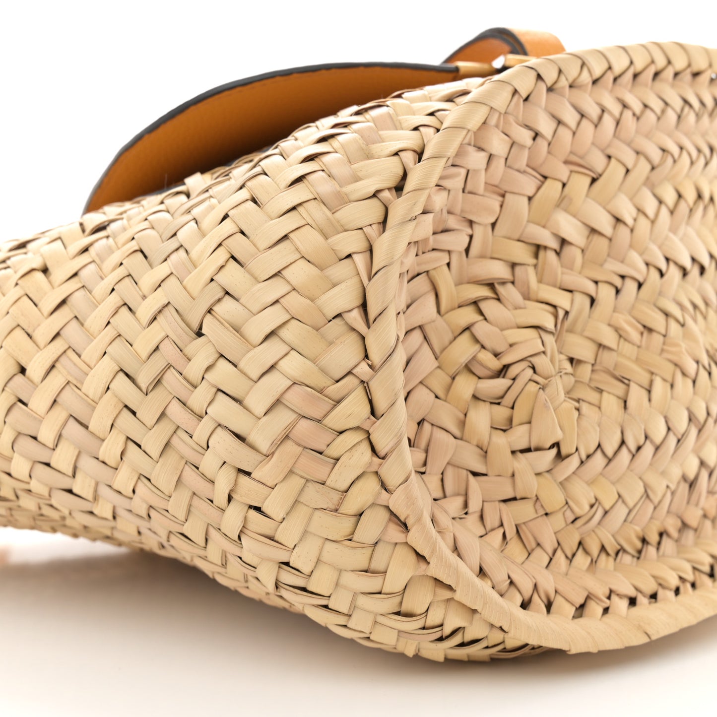 Raffia Small Grain Calfskin Medium Marcie Basket Yellow