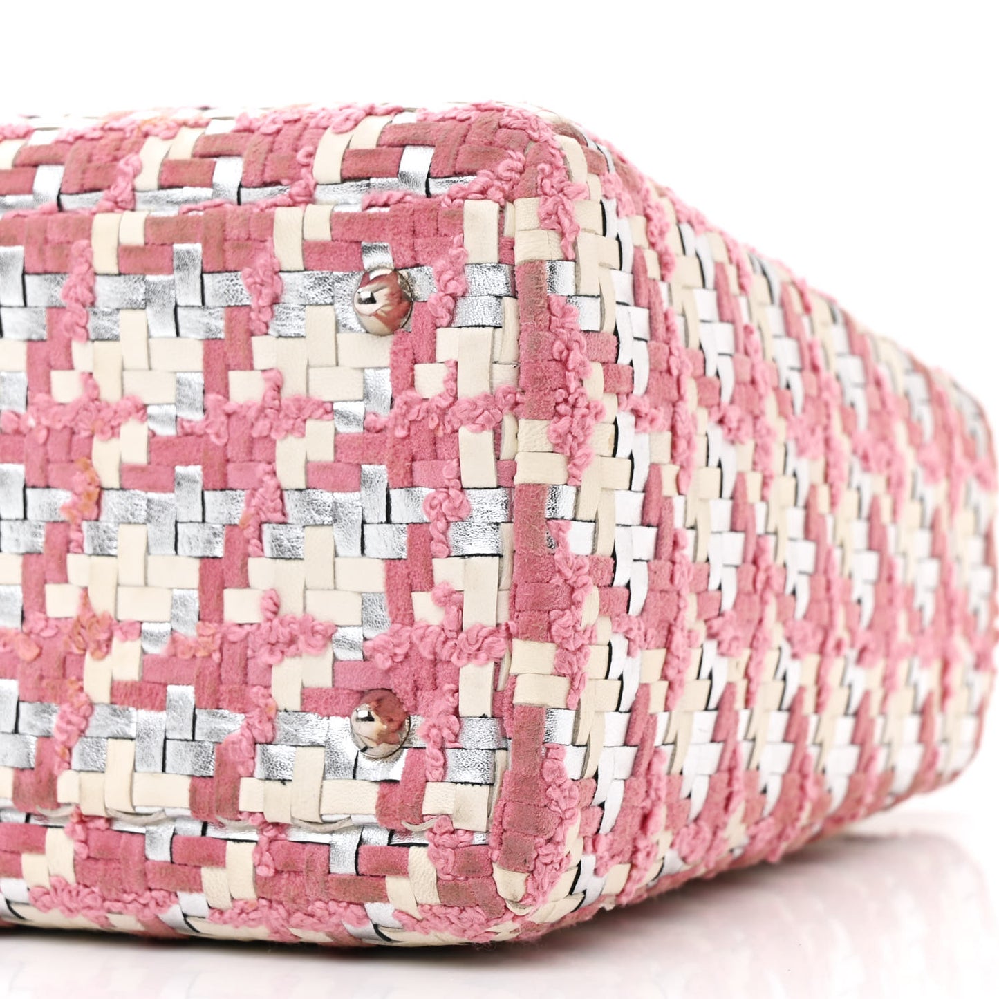 Lambskin Woven Tweed Medium Lady Dior Pink