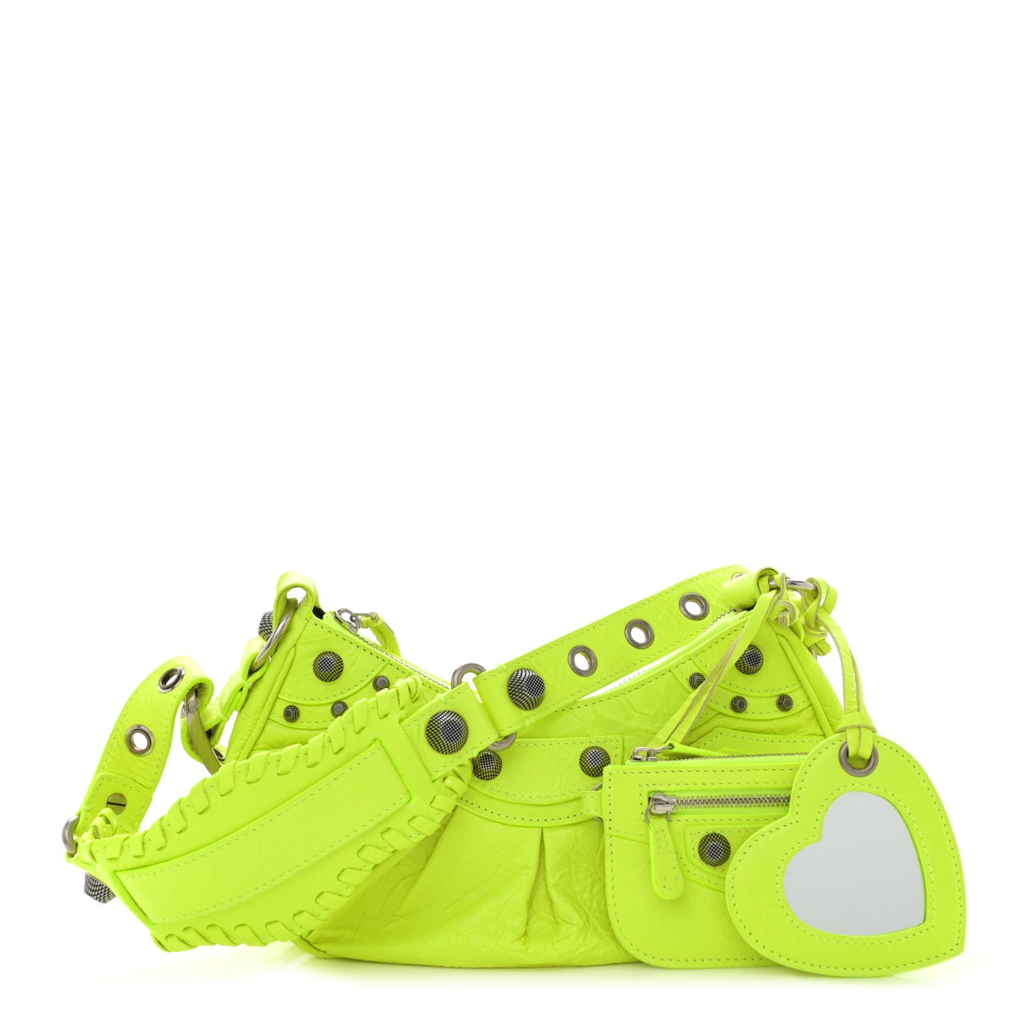 Agneau Arena Le Cagole Shoulder Bag XS Fluo Yellow