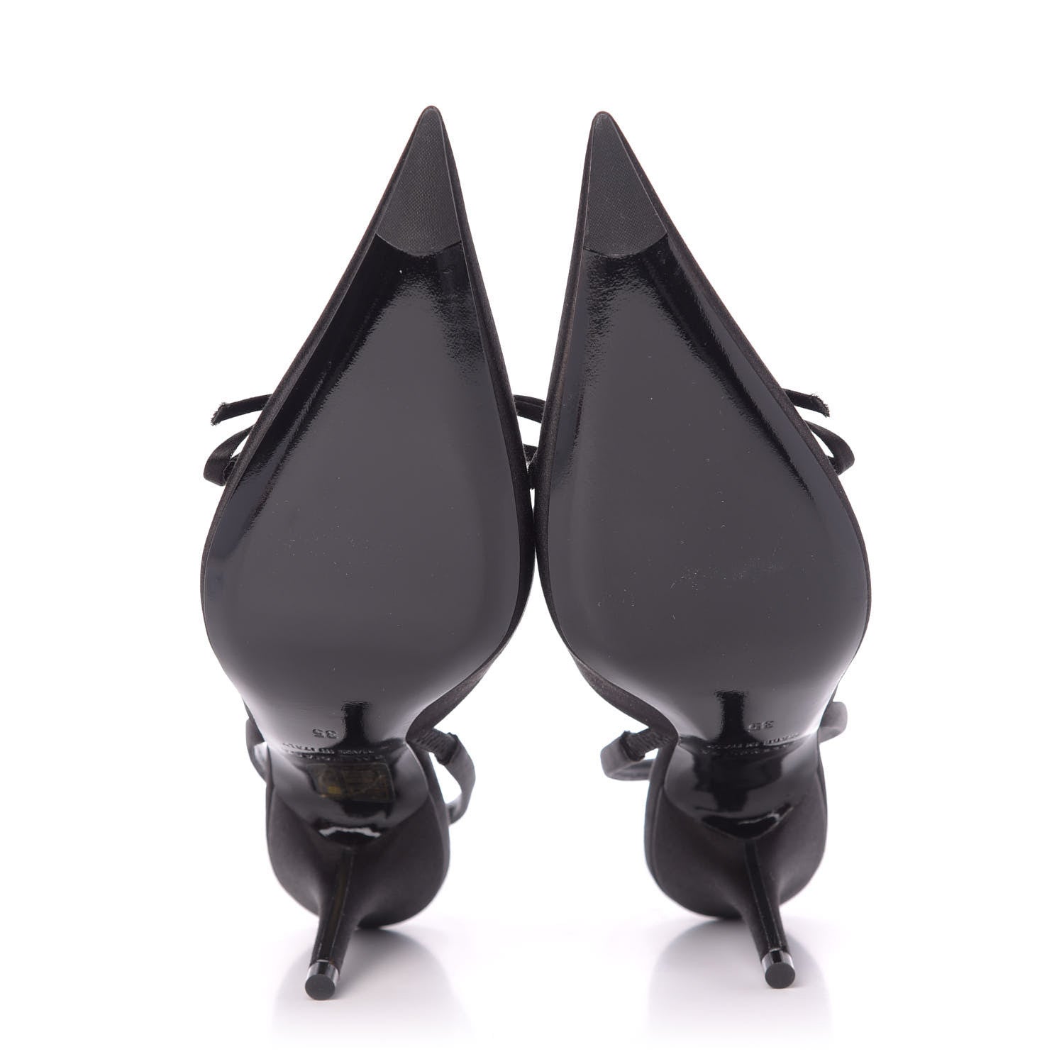 Balenciaga Satin Pointed Toe Knife Slingback Mules 35 Black 4 of 9
