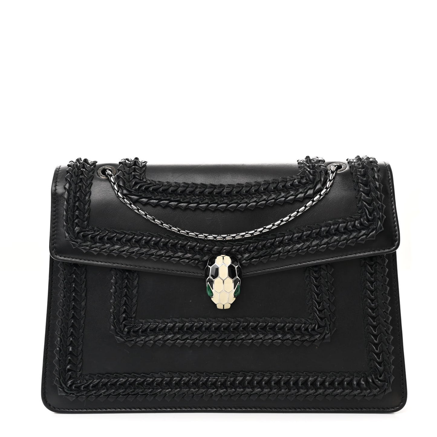 Calfskin Plisse Serpenti Forever Crossbody Bag Black