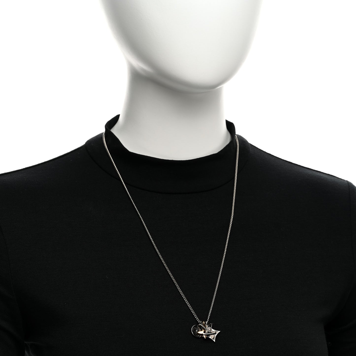 Metal LV Instinct Necklace Silver Gold