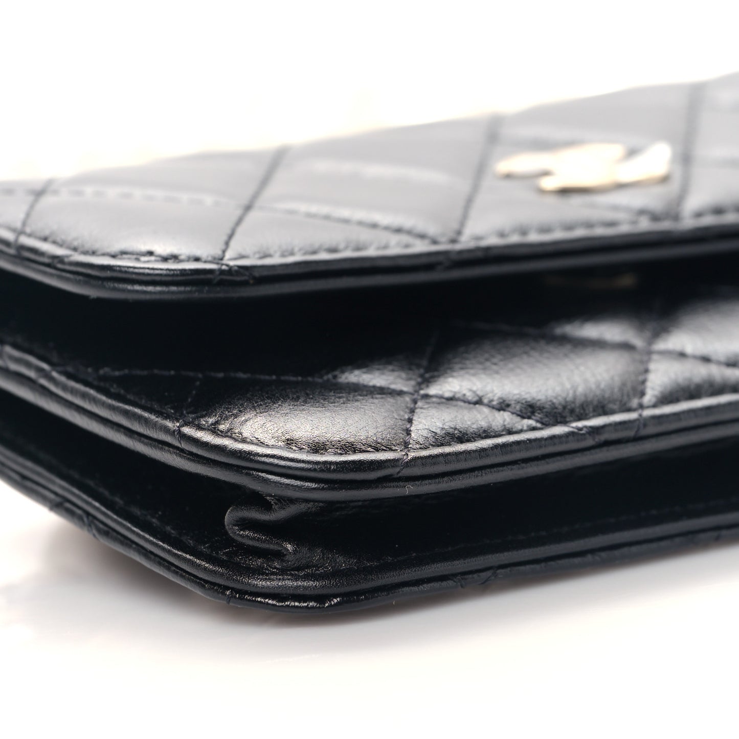 Calfskin Quilted Mini Maxi Pearls Wallet On Chain WOC Black