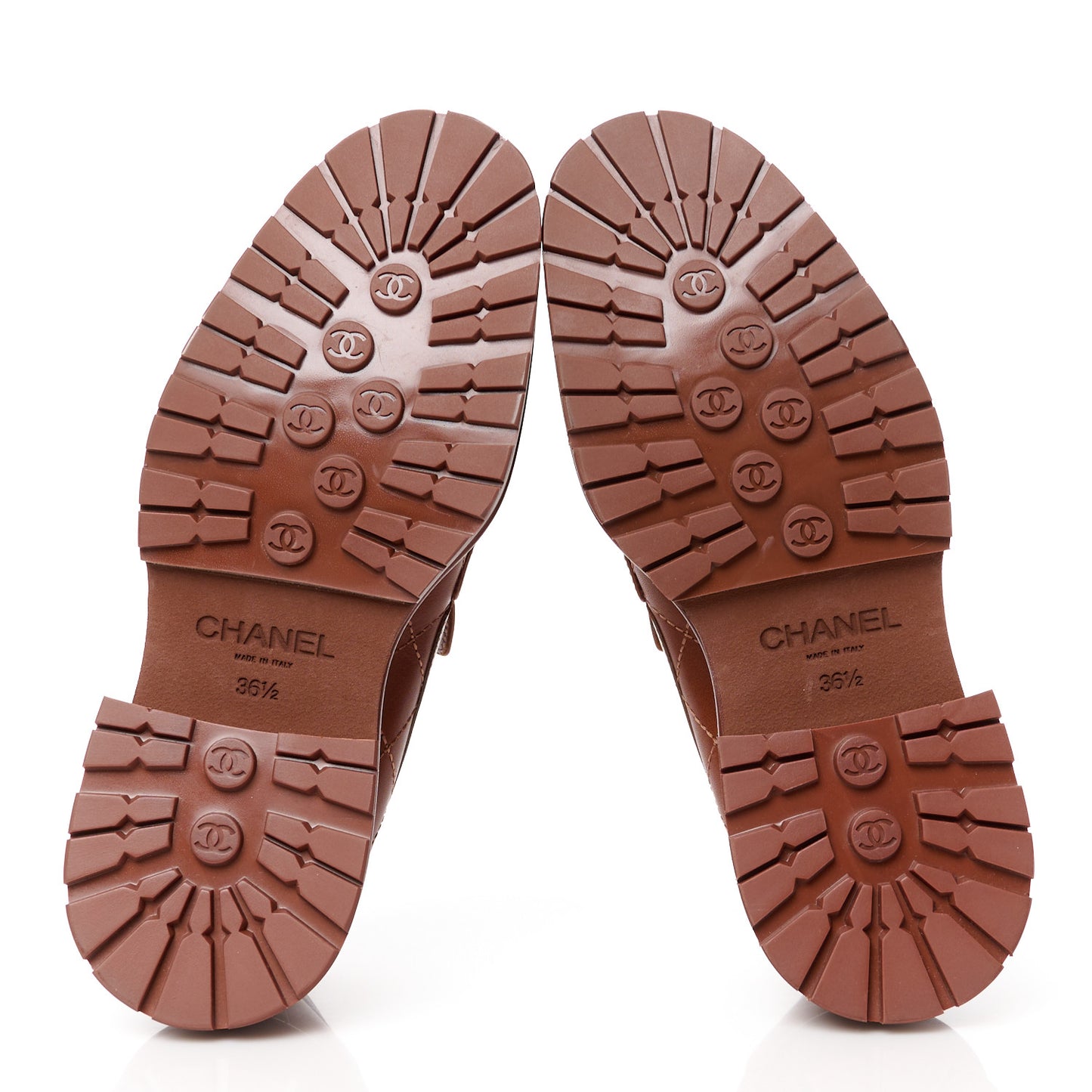 Calfskin Quilted CC Mocassin Loafers 36.5 Light Brown