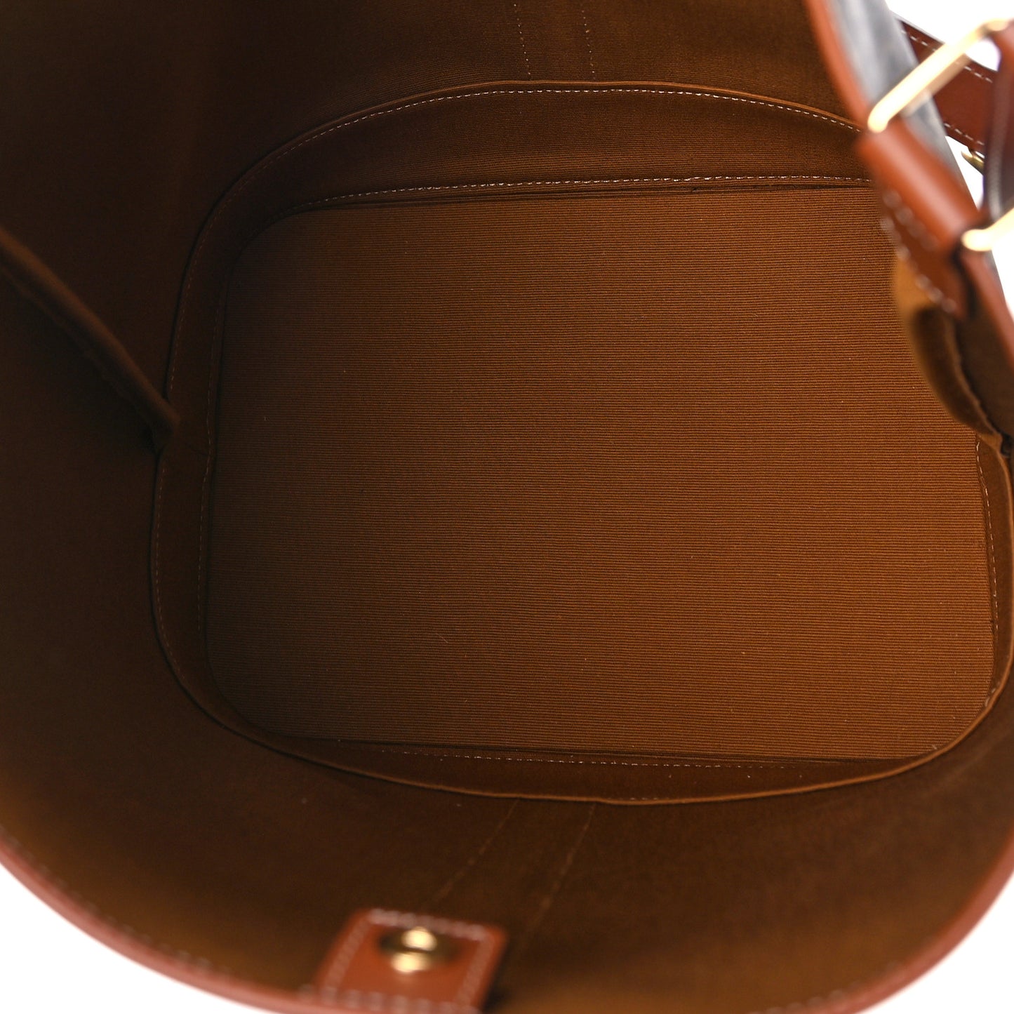Triomphe Canvas Calfskin Medium Bucket Bag Tan