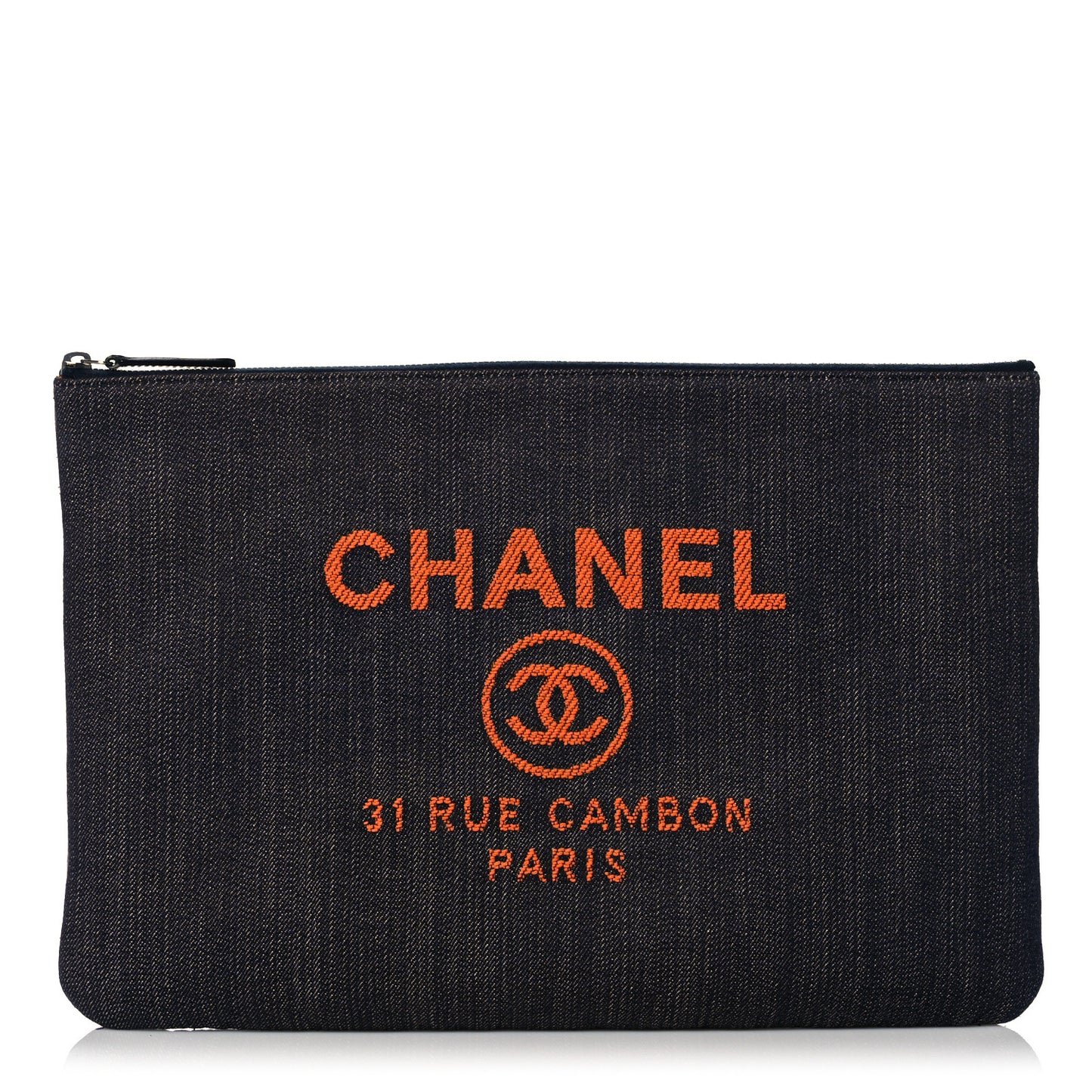 Denim Medium Deauville Pouch Clutch Blue Orange