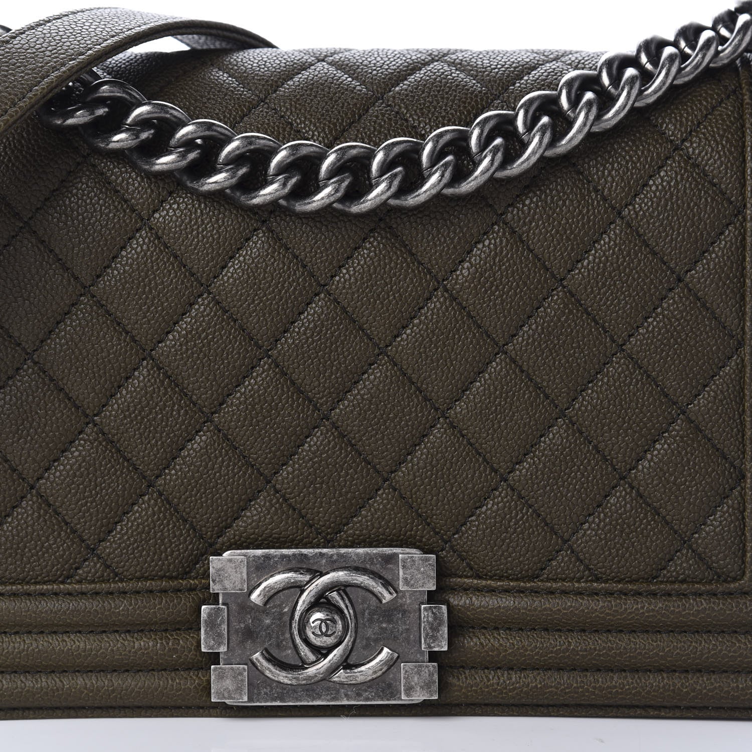 Chanel Caviar Quilted Medium Boy Flap Khaki 10 of 11