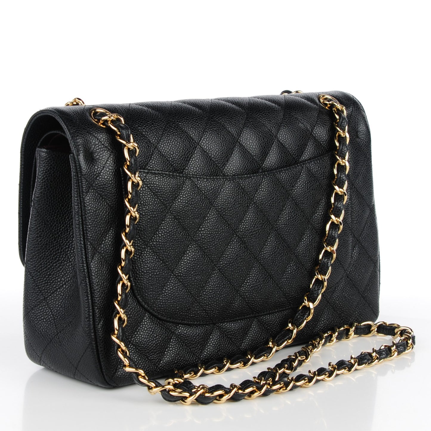 Caviar Quilted Jumbo Double Flap Black