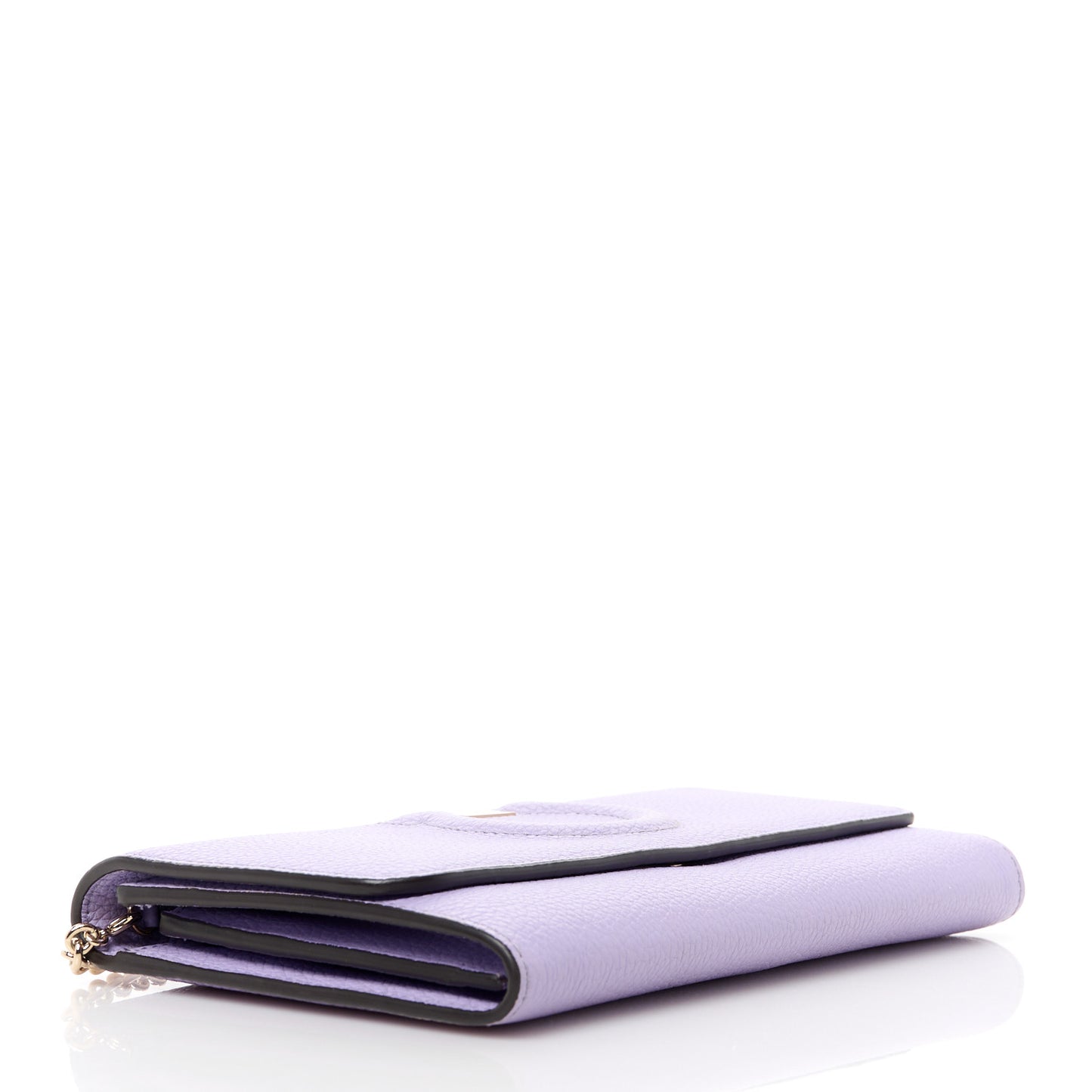 Grained Calfskin City Wallet On Chain Spring Crocus