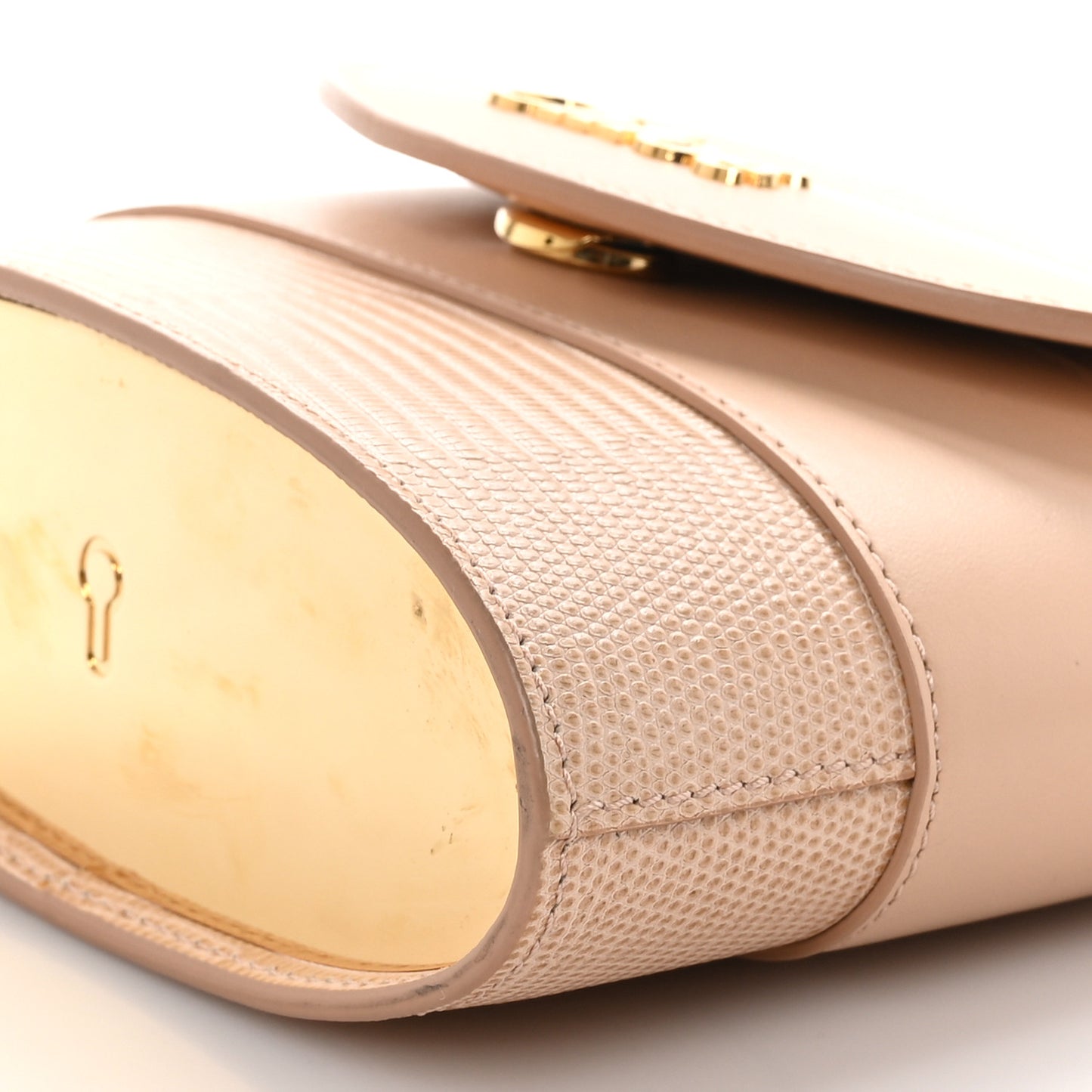 Calfskin Lizard Embossed Small Aby Lock Delicate Pink