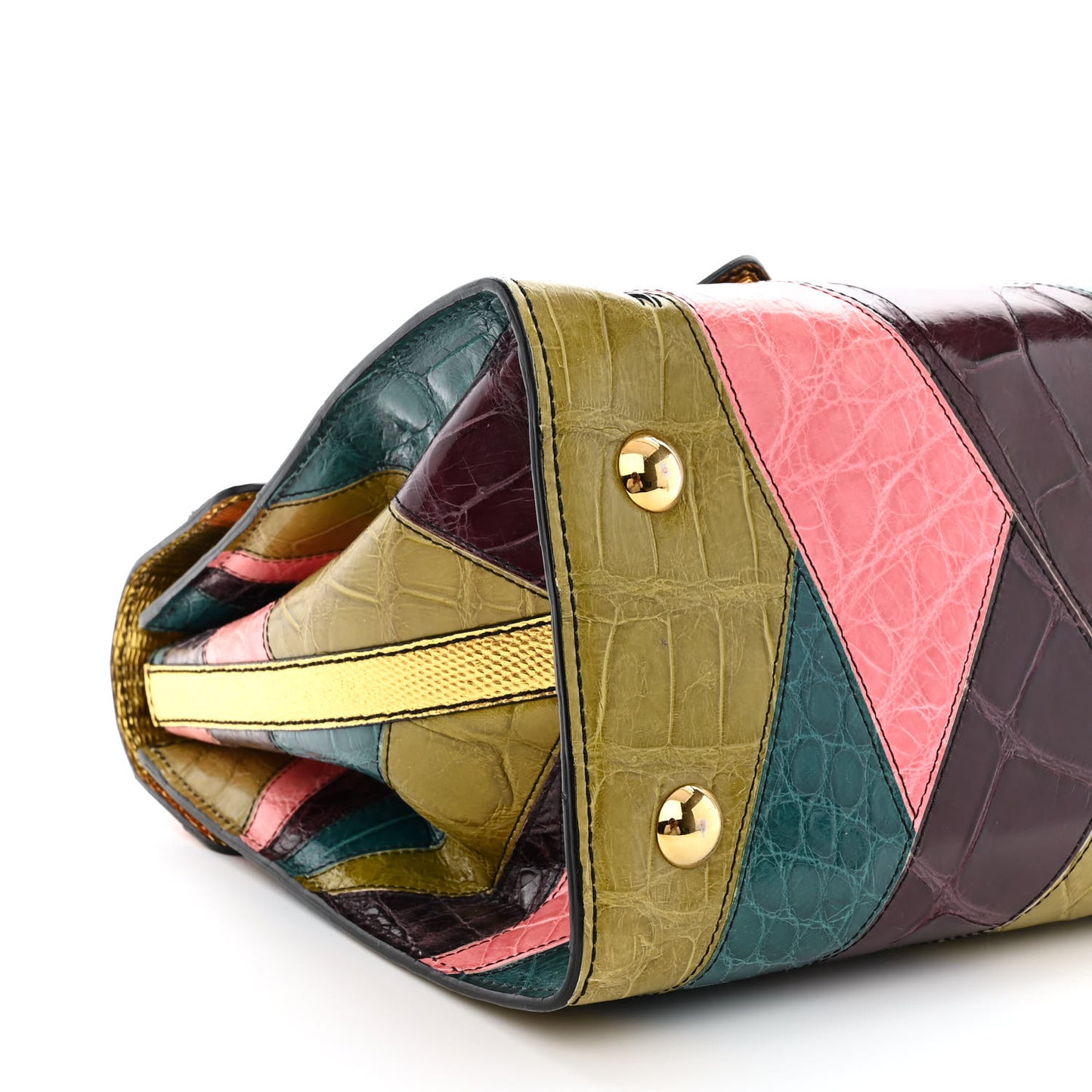 Patchwork Crocodile Dome Handbag Multicolor
