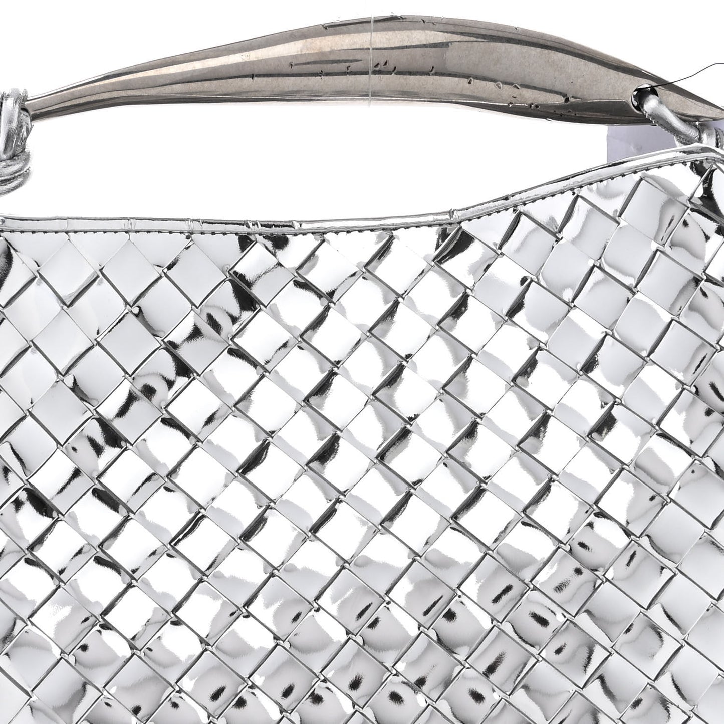Mirror Laminated Nappa Intrecciato Sardine Bag Silver